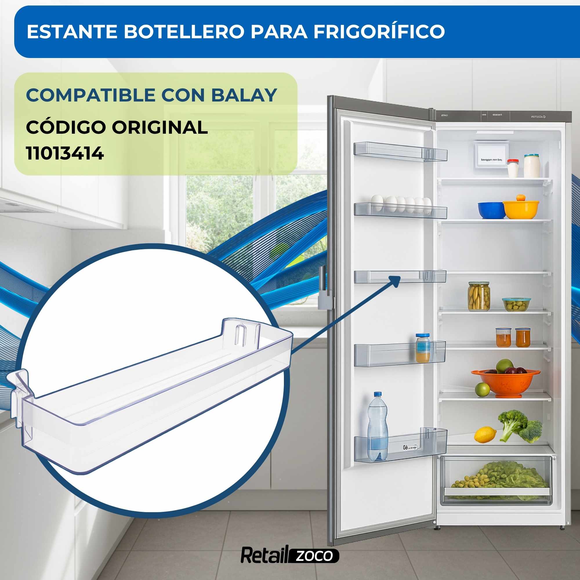 Estante Botellero Frigorífico compatible con Balay código original 11013414 - imagen 2
