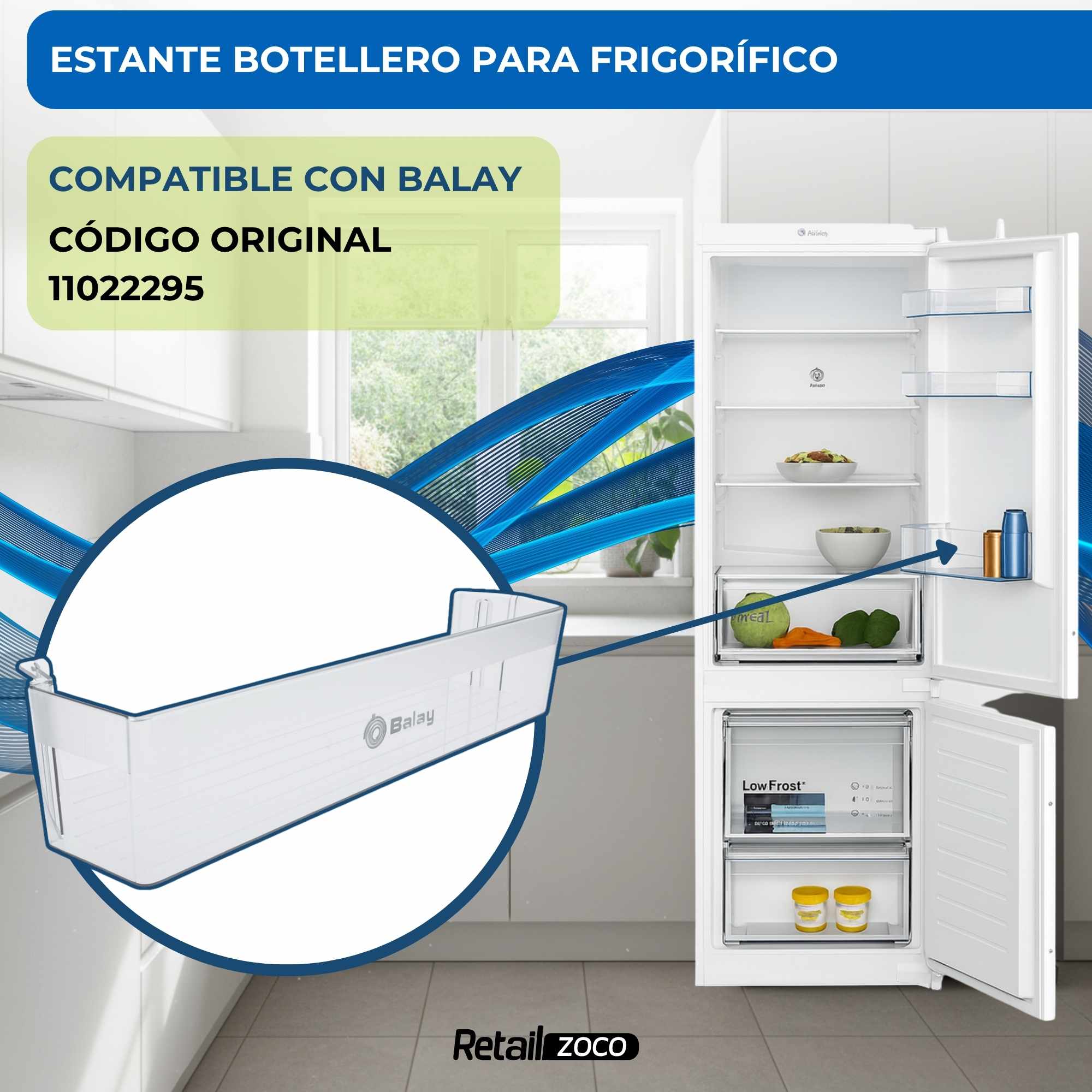 Estante Botellero Frigorífico compatible con Balay código original 11022295 - imagen 2