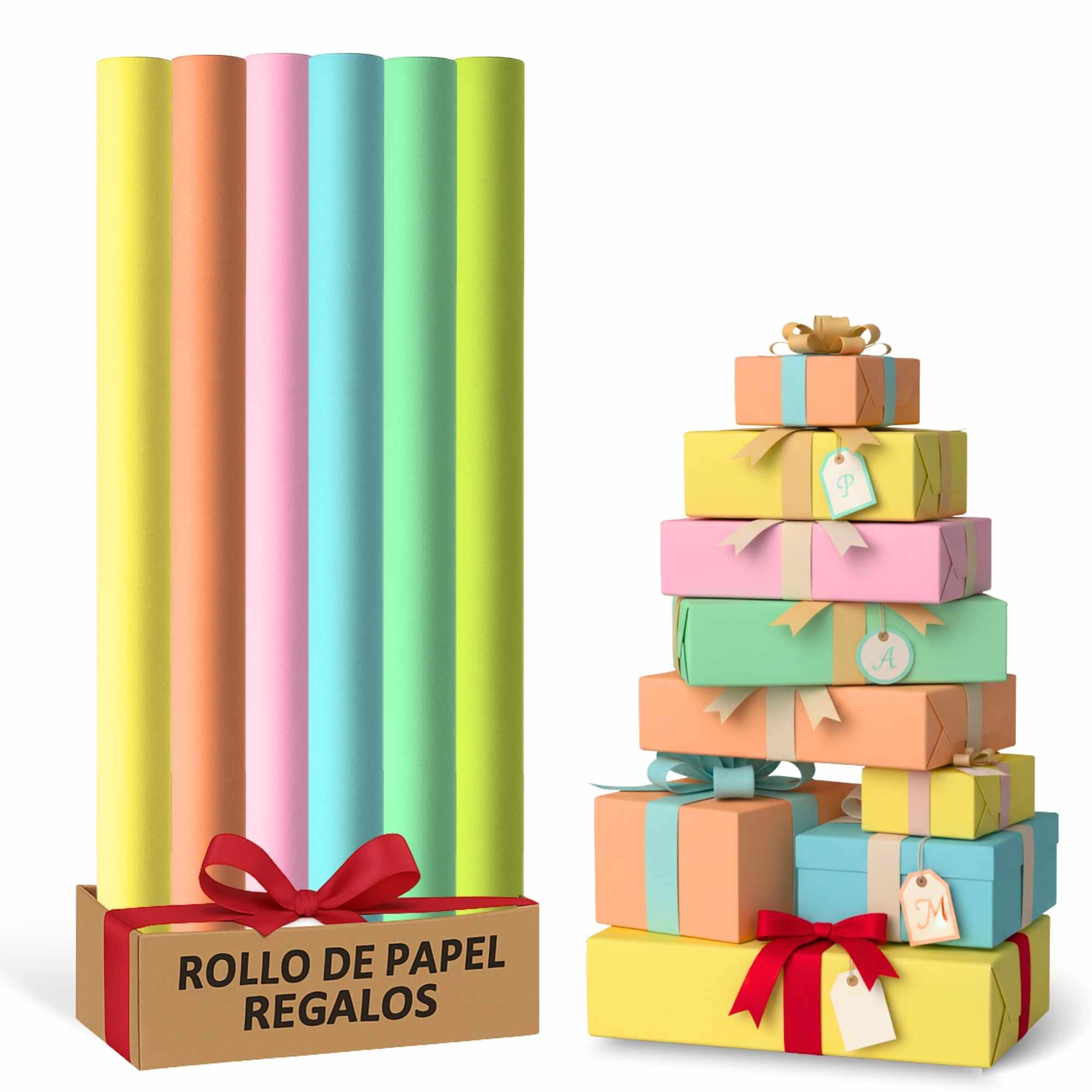 Rollo de papel de regalo navideño Pastel 70 cm x 2 Metros