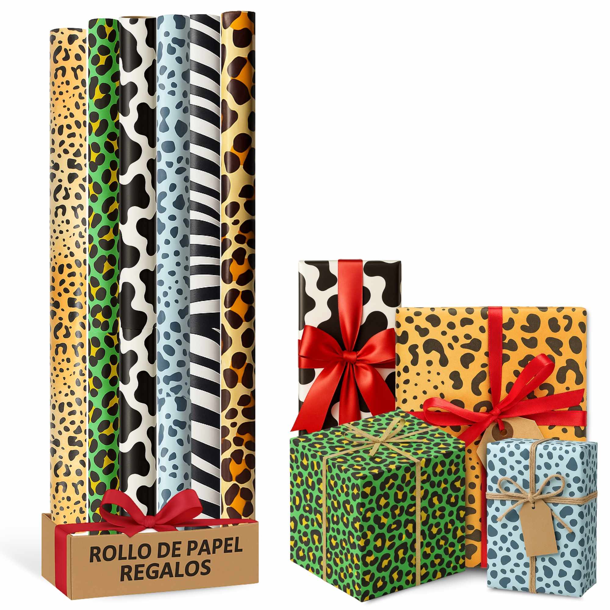 Rollo de papel de regalo navideño Animal 70 cm x 2 Metros