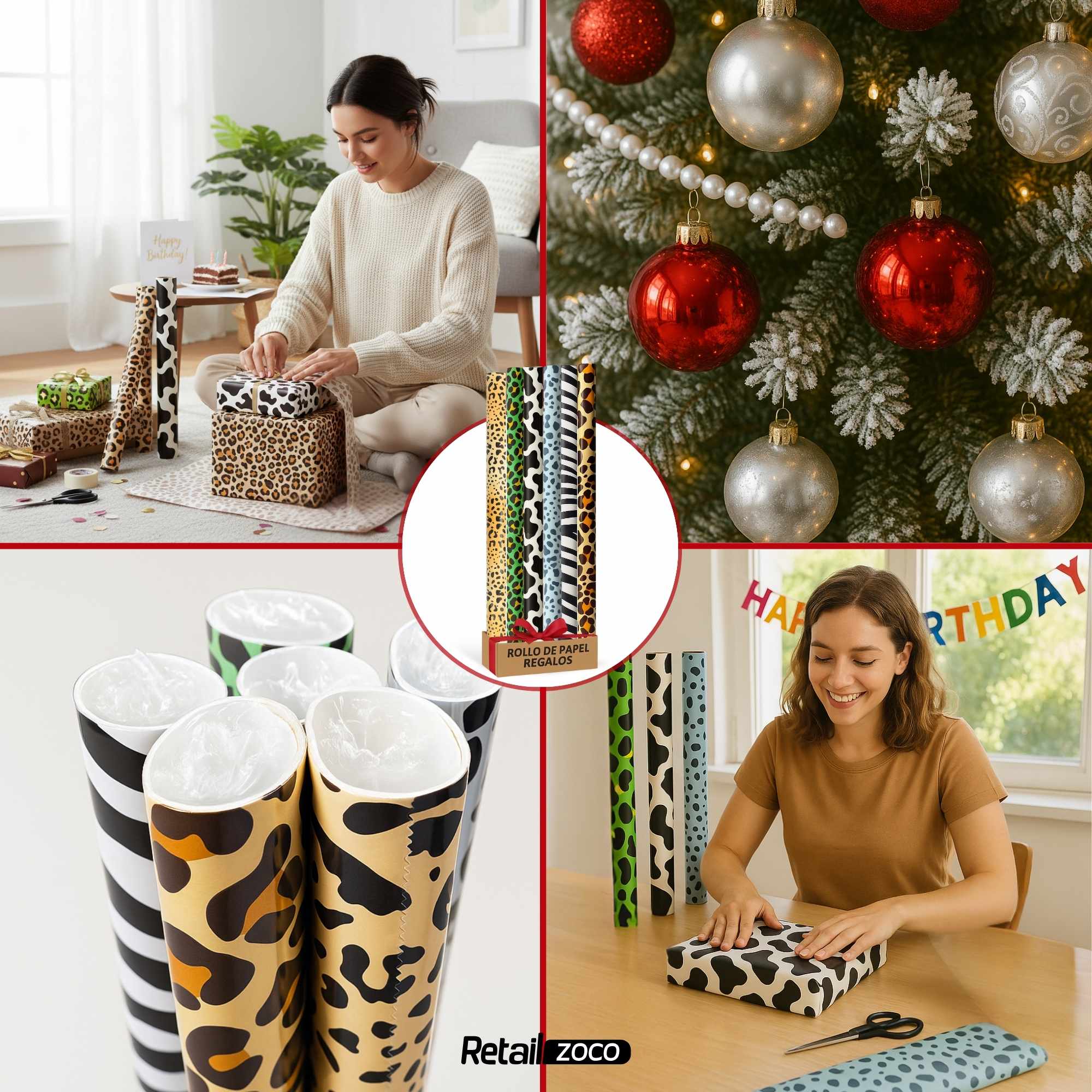 Rollo de papel de regalo navideño Animal 70 cm x 2 Metros - imagen 5