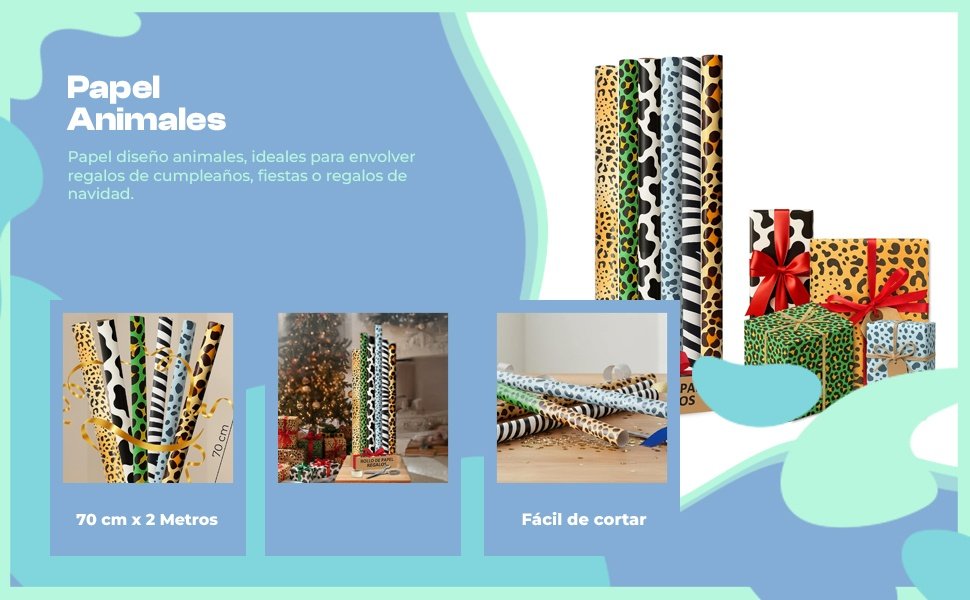 Banner - Rollo de papel de regalo navideño Animal 70 cm x 2 Metros