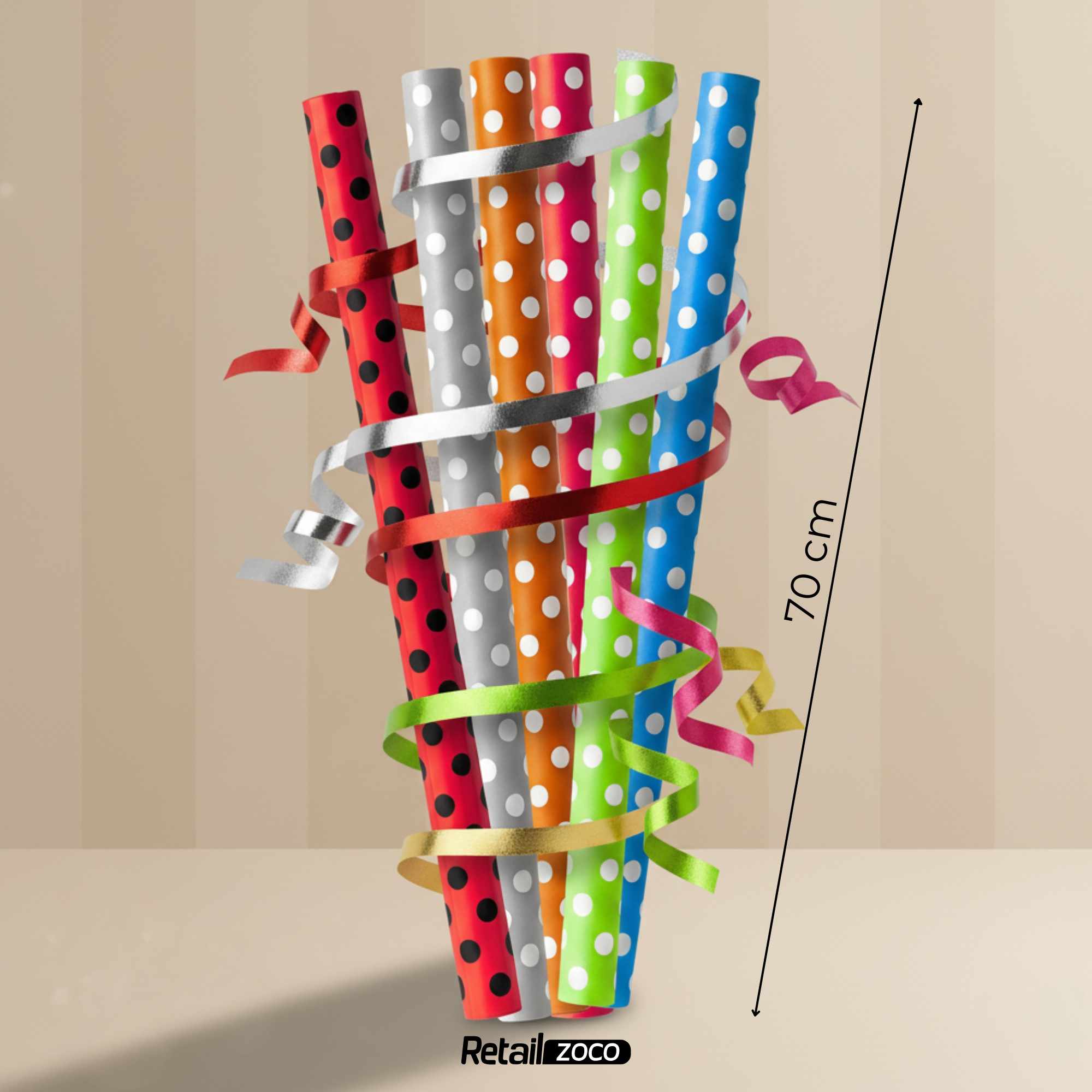 Rollo de papel de regalo navideño Topos 70 cm x 2 Metros - imagen 6