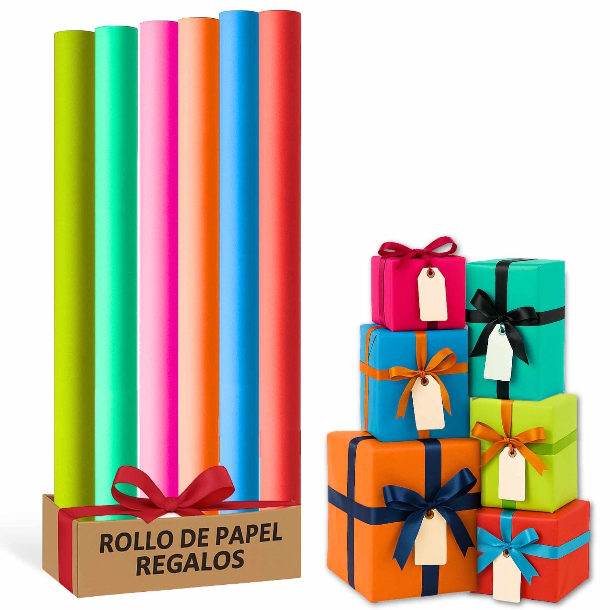 Rollo de papel de regalo navideño Lisos 70 cm x 2 metros