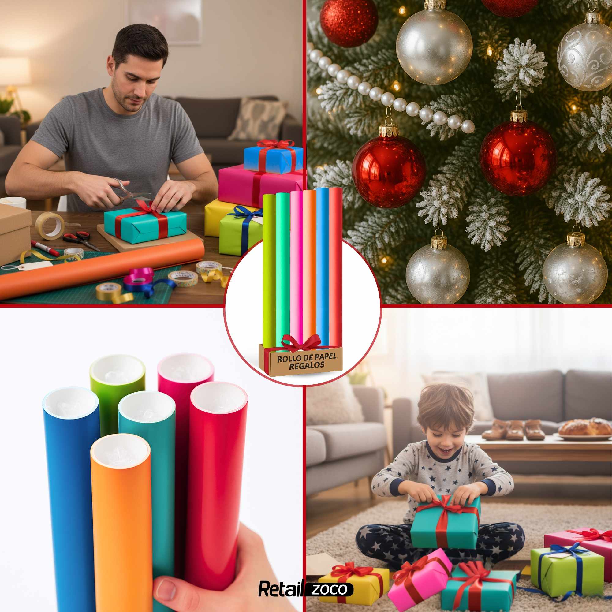 Rollo de papel de regalo navideño Lisos 70 cm x 2 metros - imagen 4