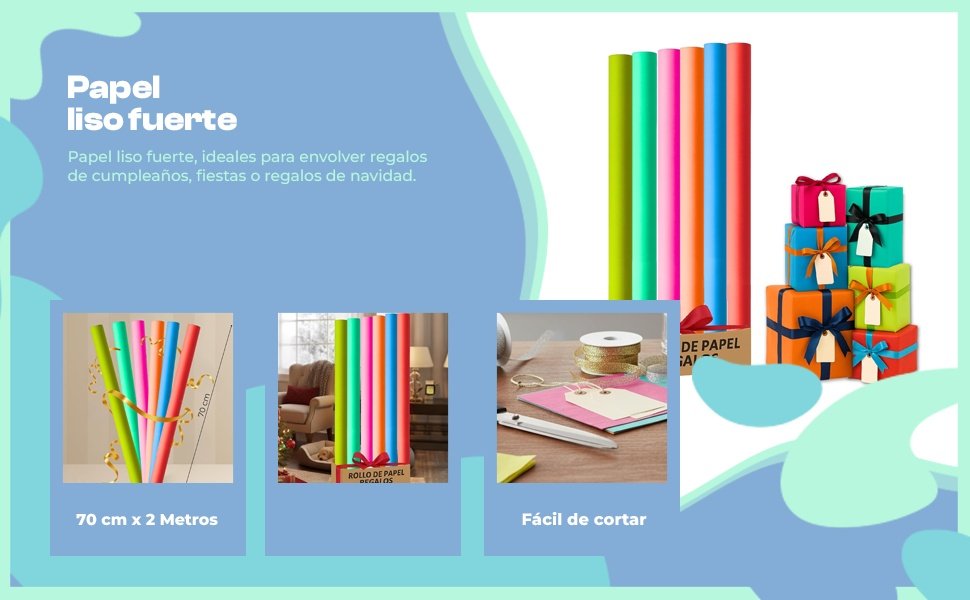 Banner - Rollo de papel de regalo navideño Lisos 70 cm x 2 metros