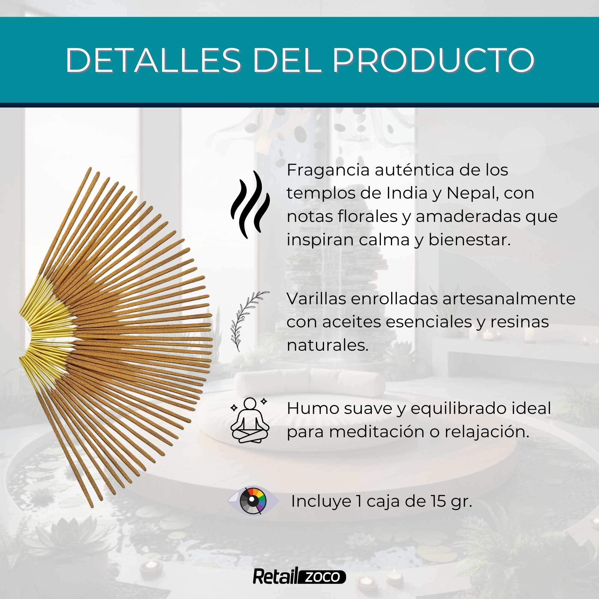 Incienso Nag Champa Varillas 15 gr - imagen 3