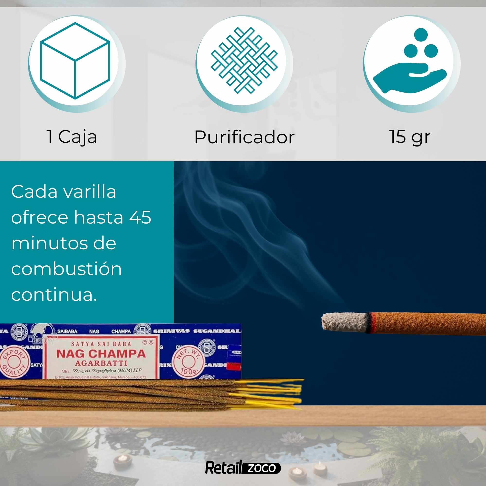 Incienso Nag Champa Varillas 15 gr - imagen 5