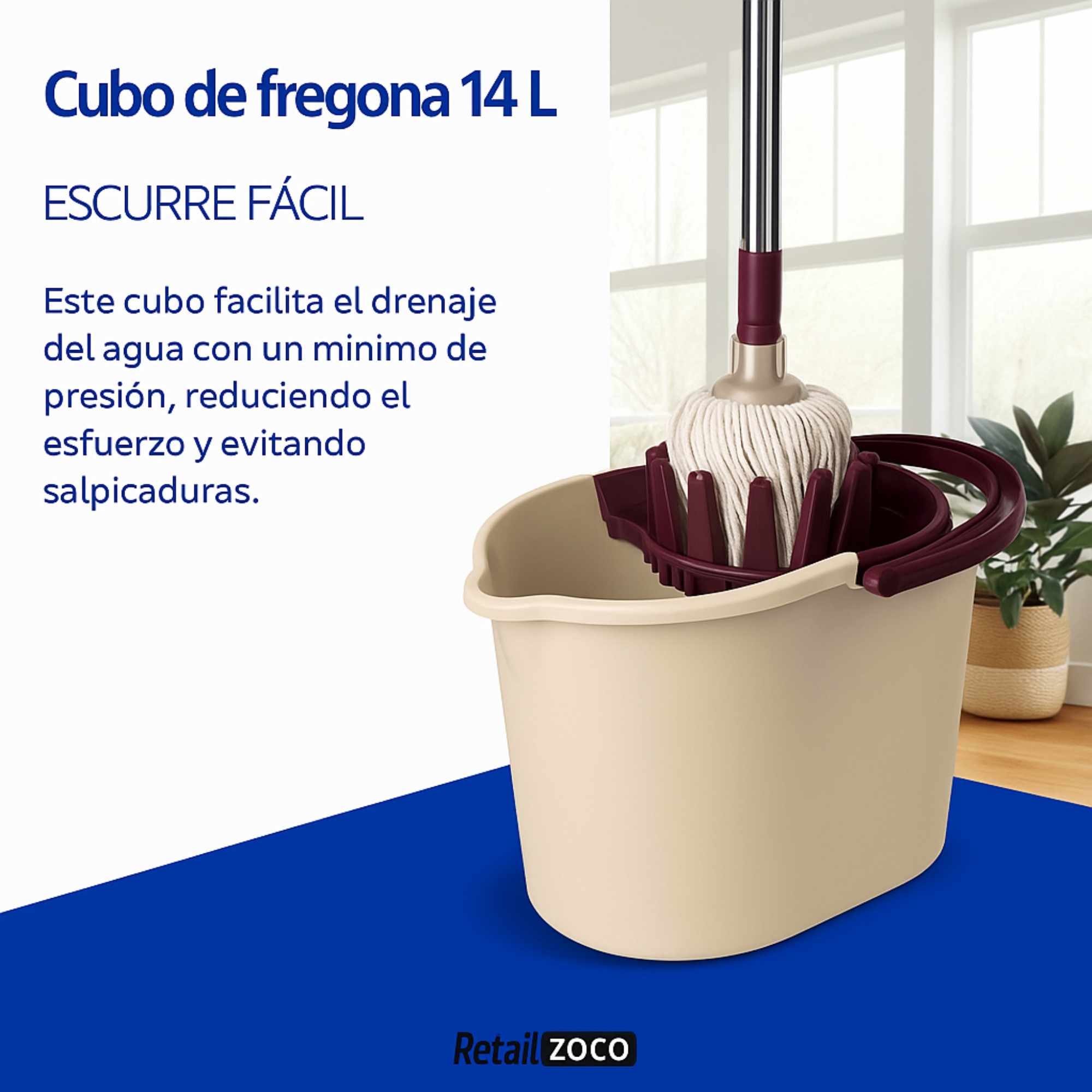 Cubo Fregona Escurrefacil Gris y Rojo - imagen 2