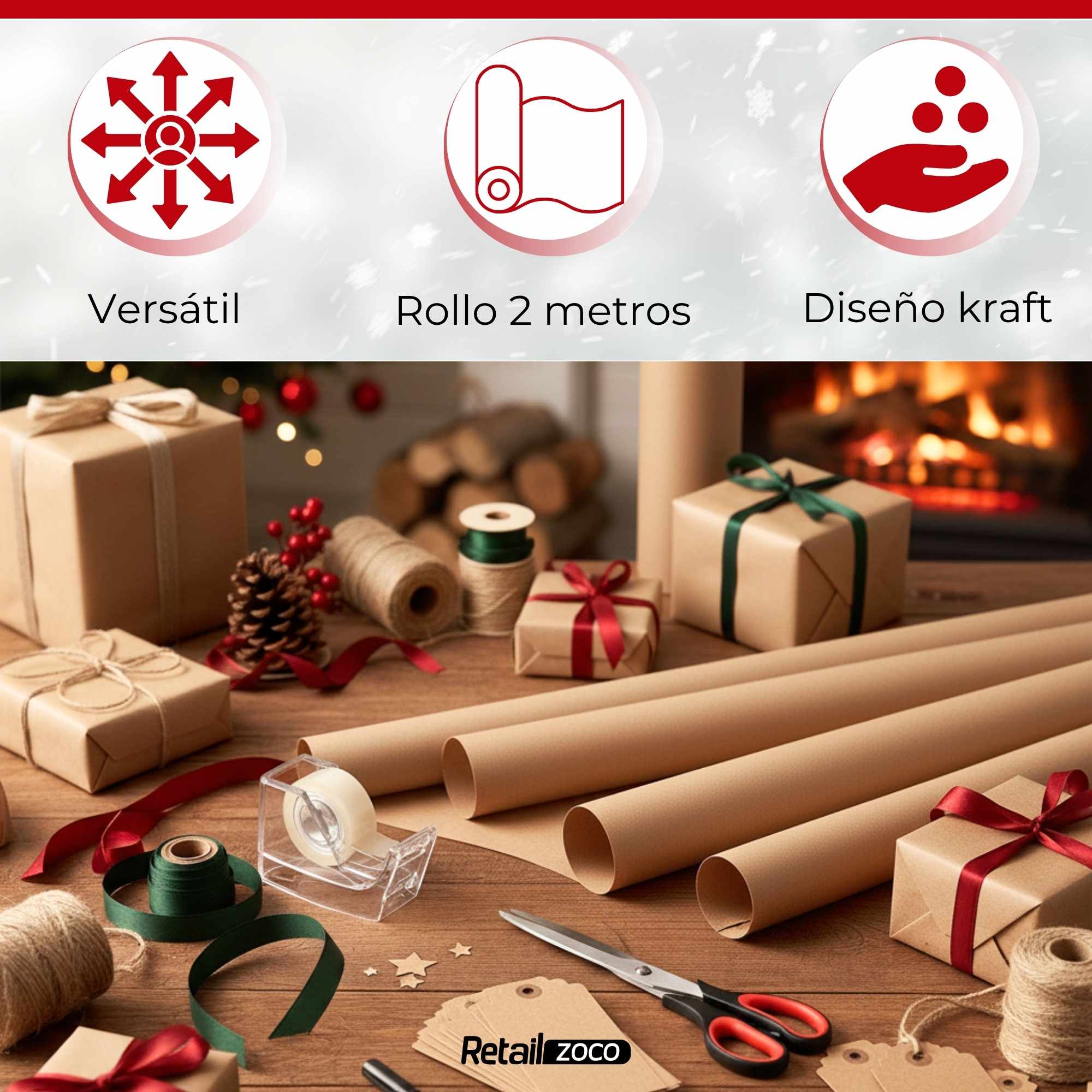 Rollo de papel Kraft 70 cm x 2 Metros - imagen 4