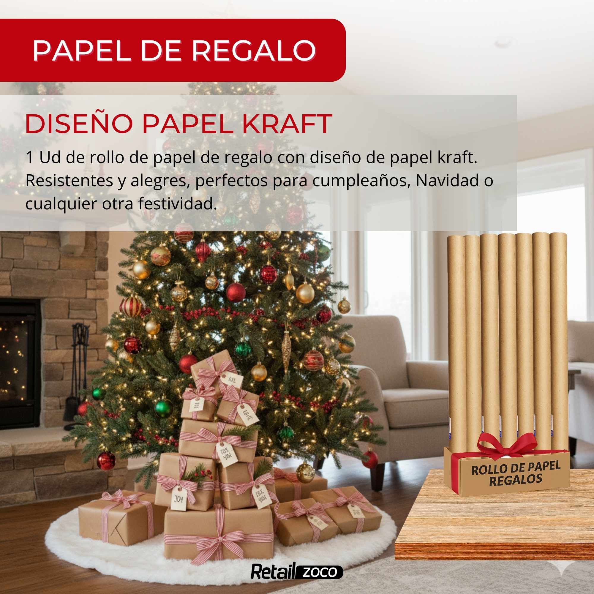 Rollo de papel Kraft 70 cm x 2 Metros - imagen 2