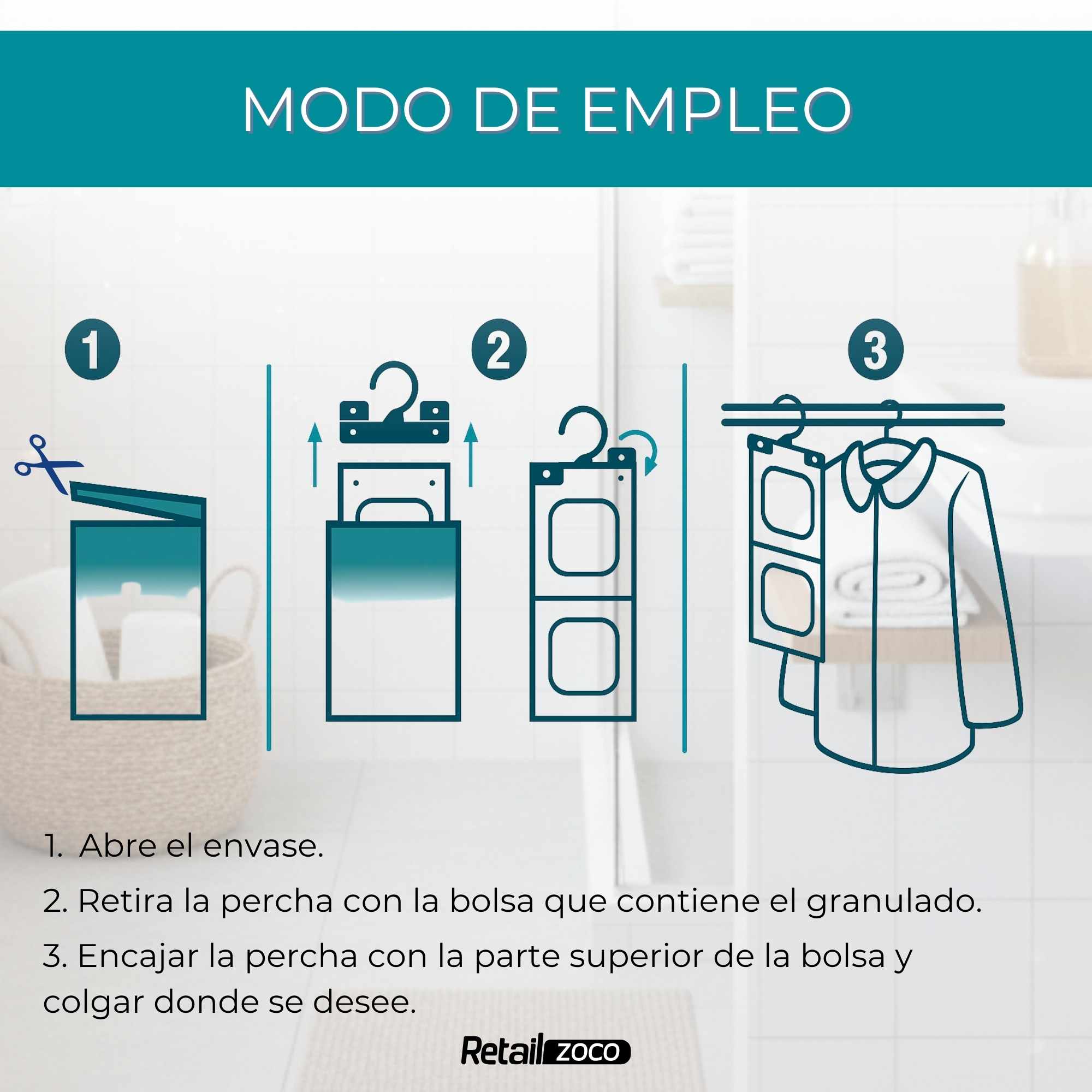 Deshumidificador Absorbe humedad Colgante Para Armarios 100 gr - imagen 5
