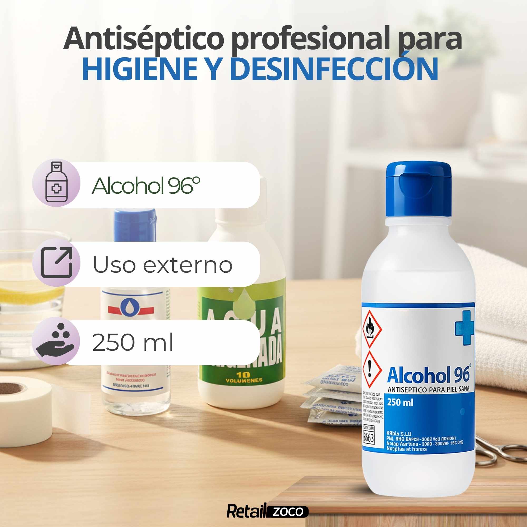 Alcohol Antiseptico 96º formato 250 ml - imagen 3