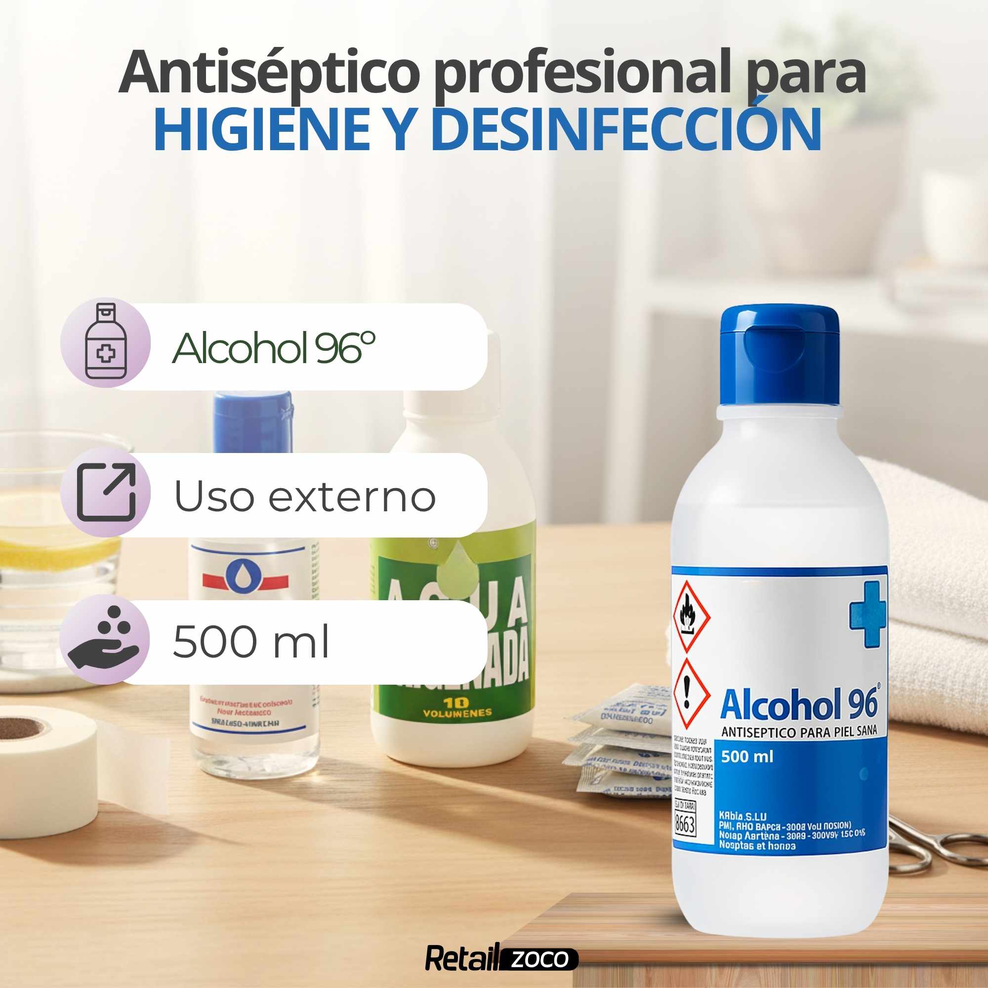 Alcohol Antiseptico 96º formato 500 ml - imagen 3