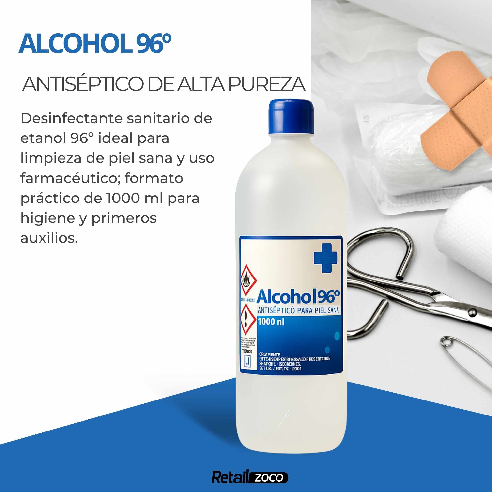 Alcohol Antiseptico 96º formato 1000 ml - imagen 2