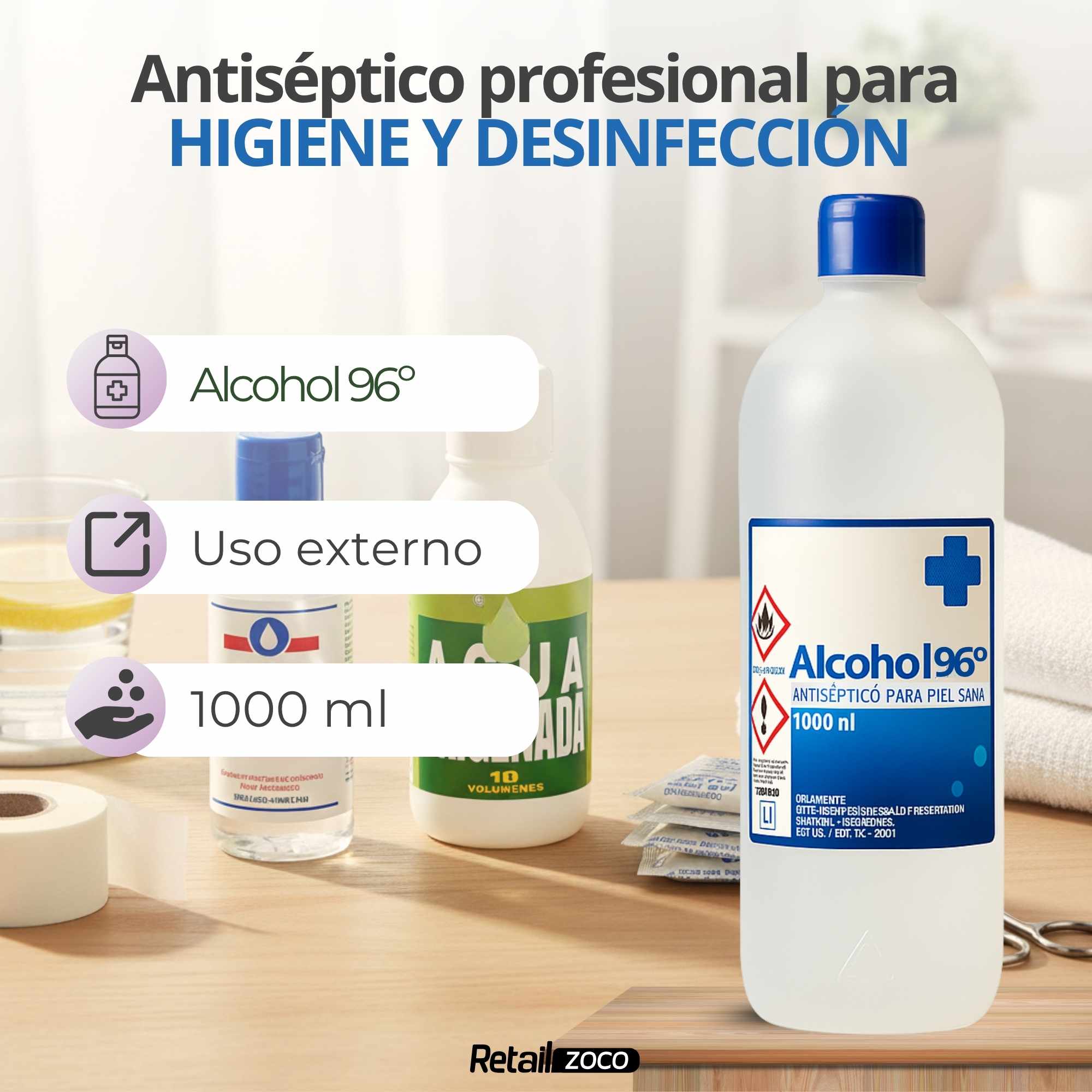 Alcohol Antiseptico 96º formato 1000 ml - imagen 4