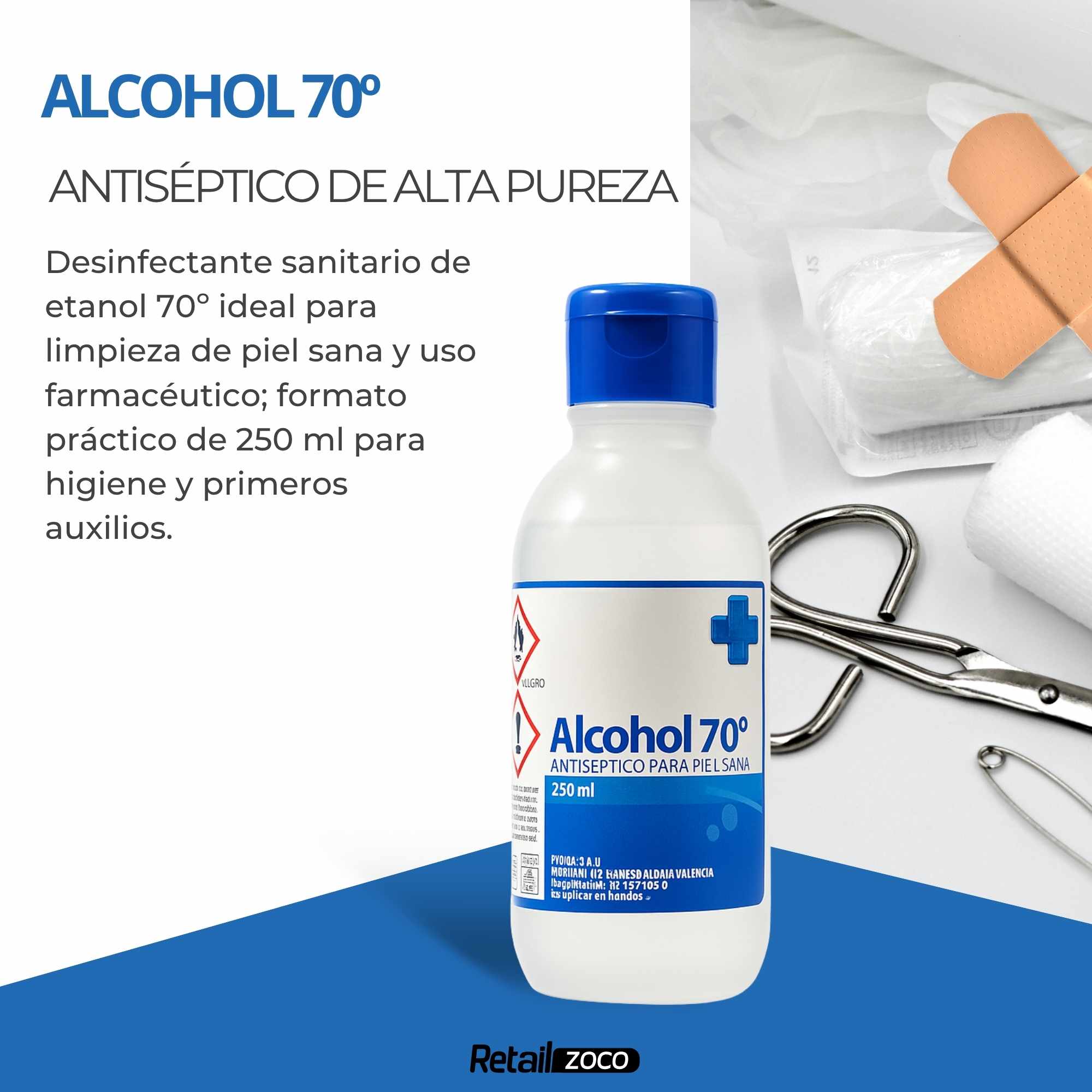 Alcohol Antiseptico 70º formato 250 ml - imagen 2