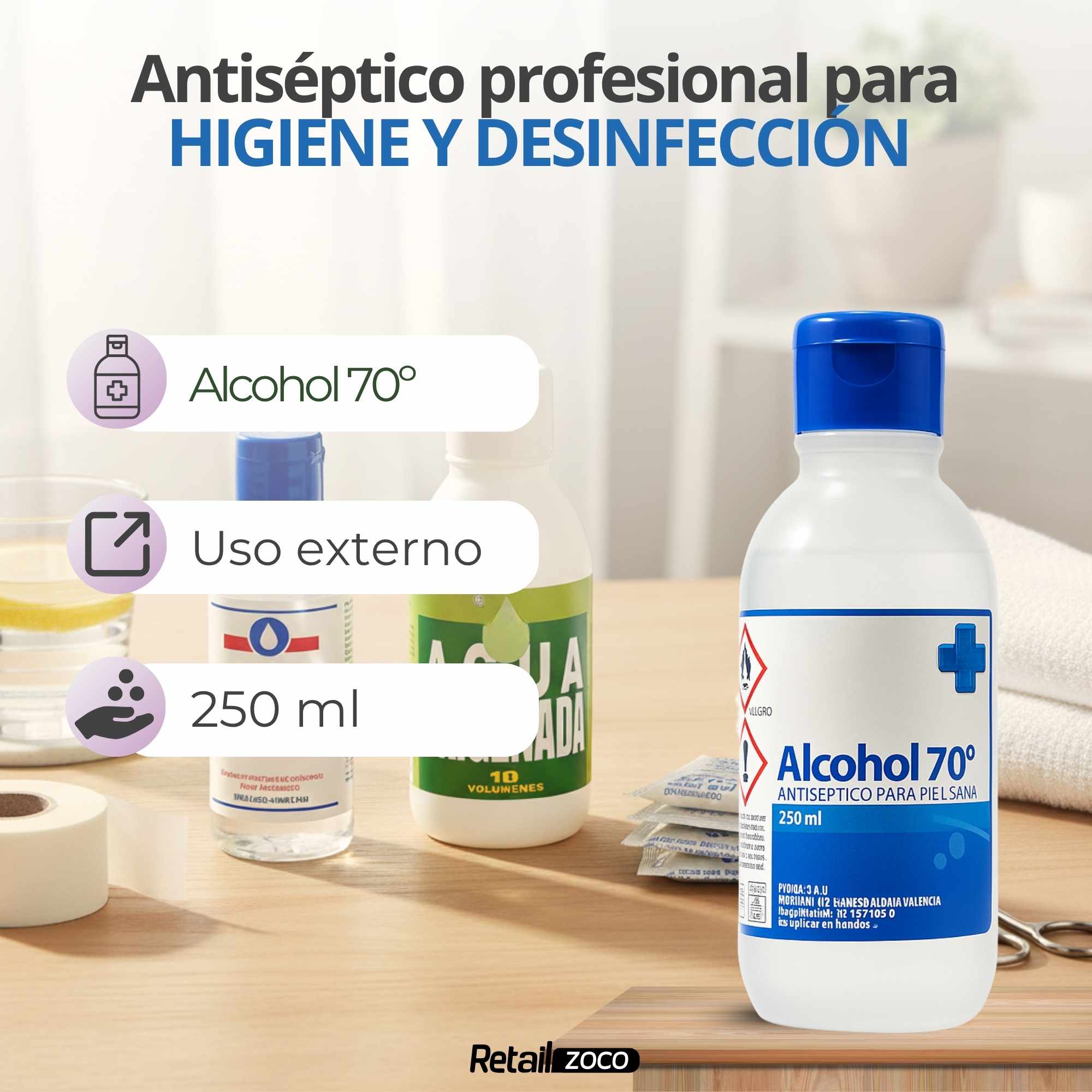 Alcohol Antiseptico 70º formato 250 ml - imagen 4