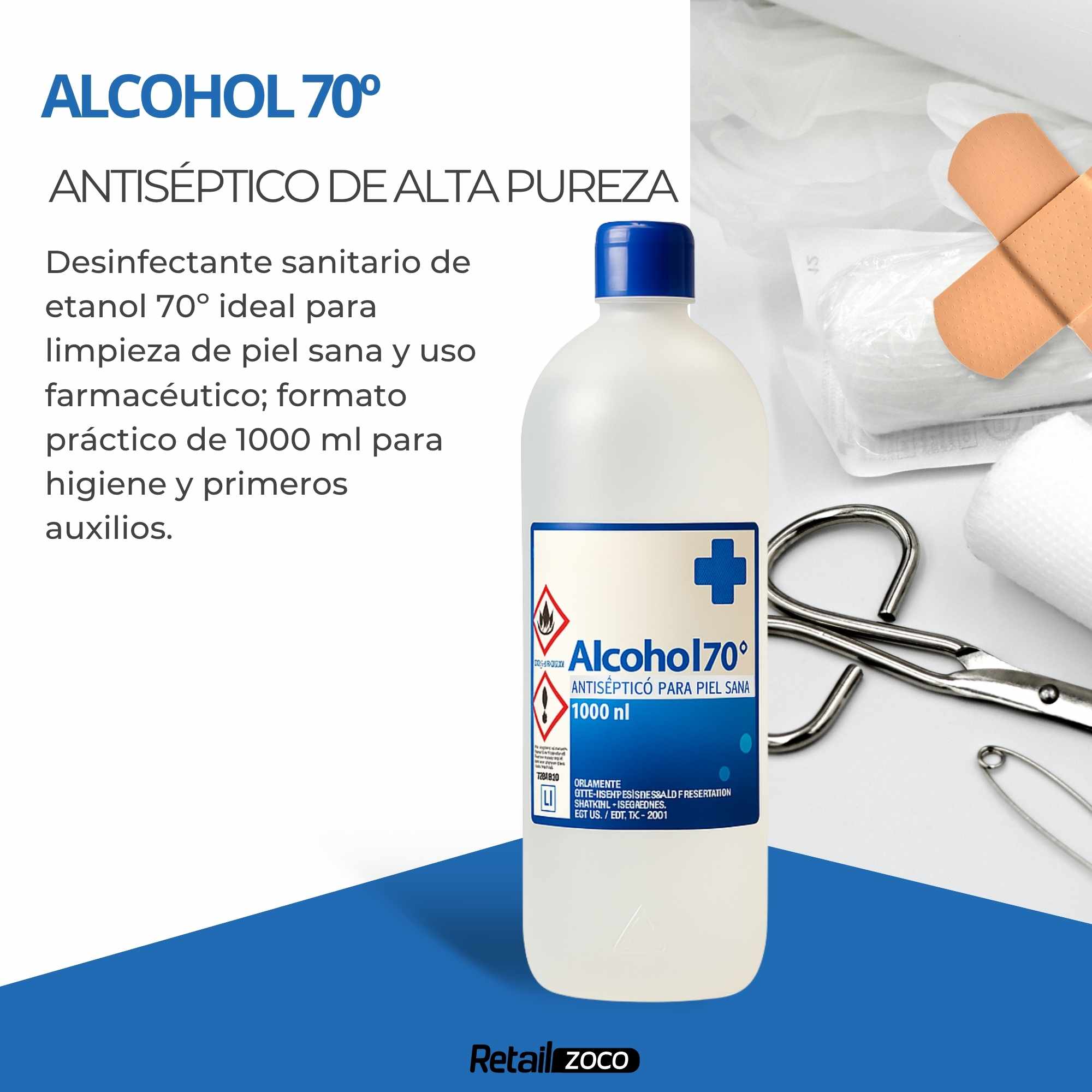 Alcohol Antiseptico 70º formato 1000 ml - imagen 2