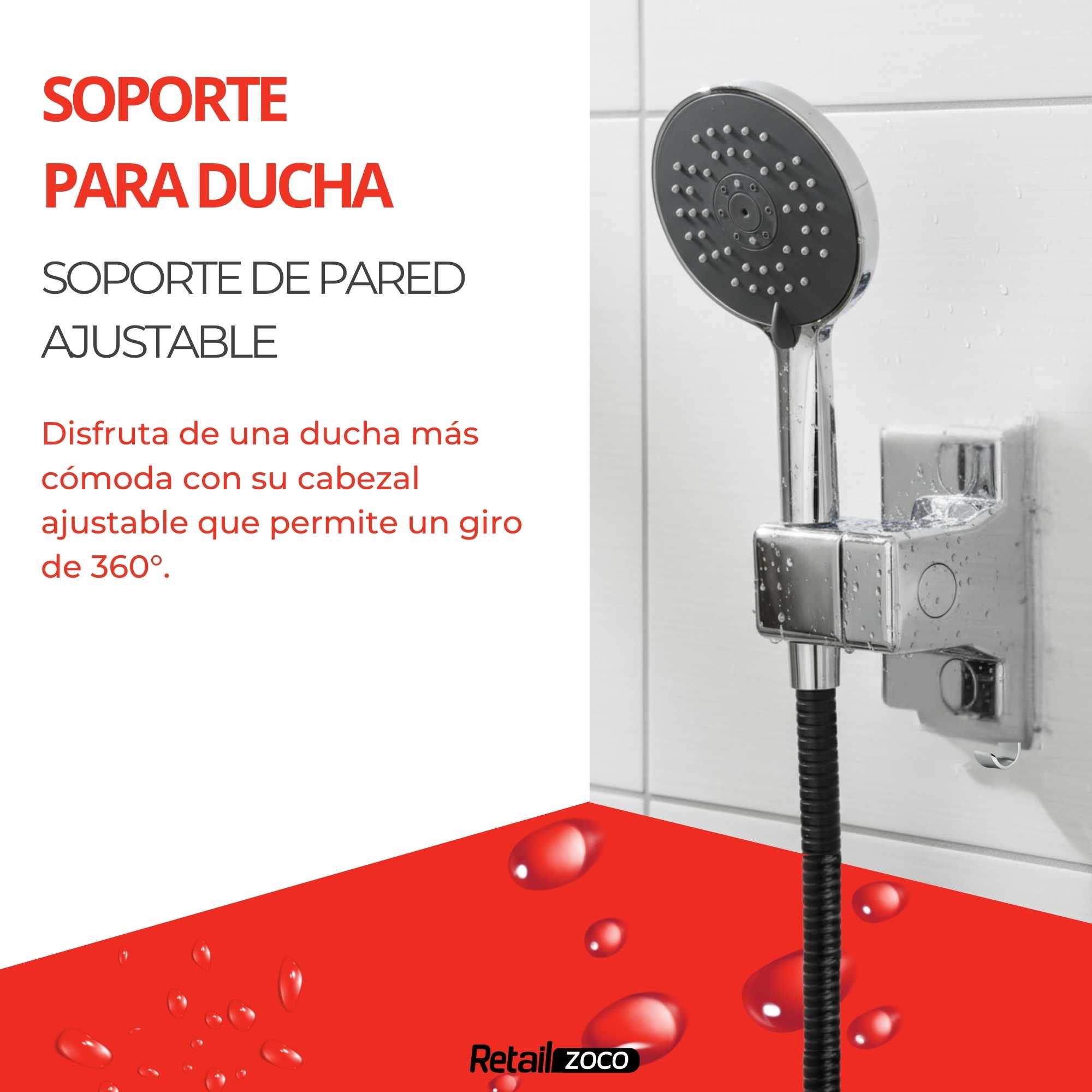 Soporte Ducha Adhesivo Plateado - imagen 2