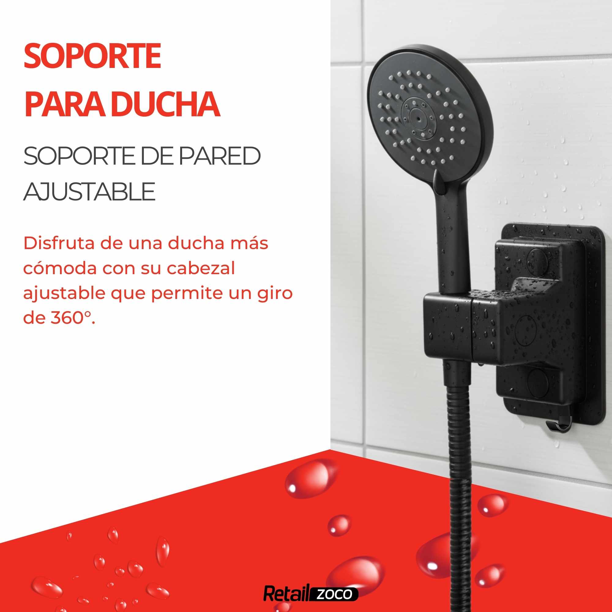 Soporte Ducha Adhesivo Negro - imagen 2