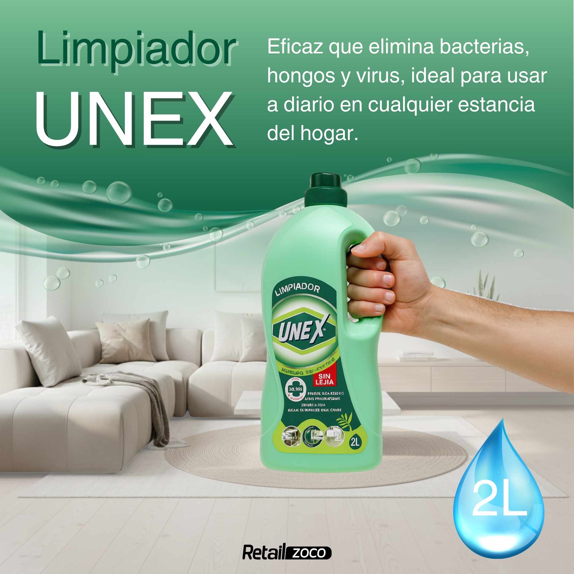 Limpiador Desinfectante Multiusos sin lejia 2 Litros - imagen 2