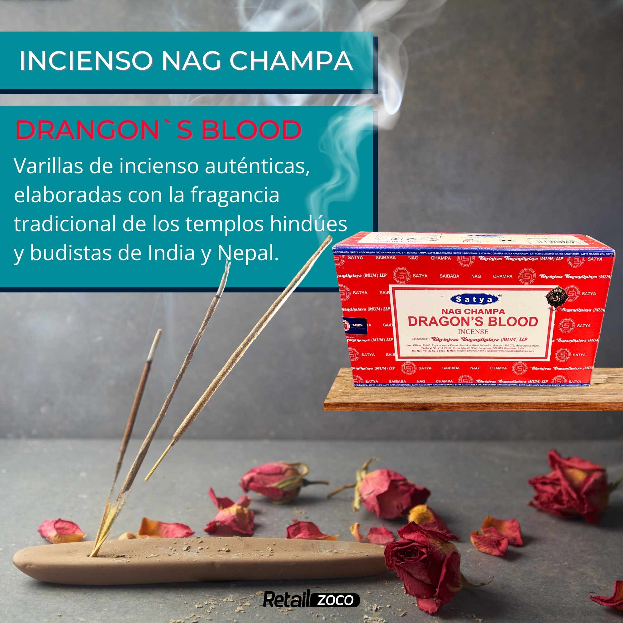 Incienso Nag Champa Dragon Blood Varillas 15 gr - imagen 2