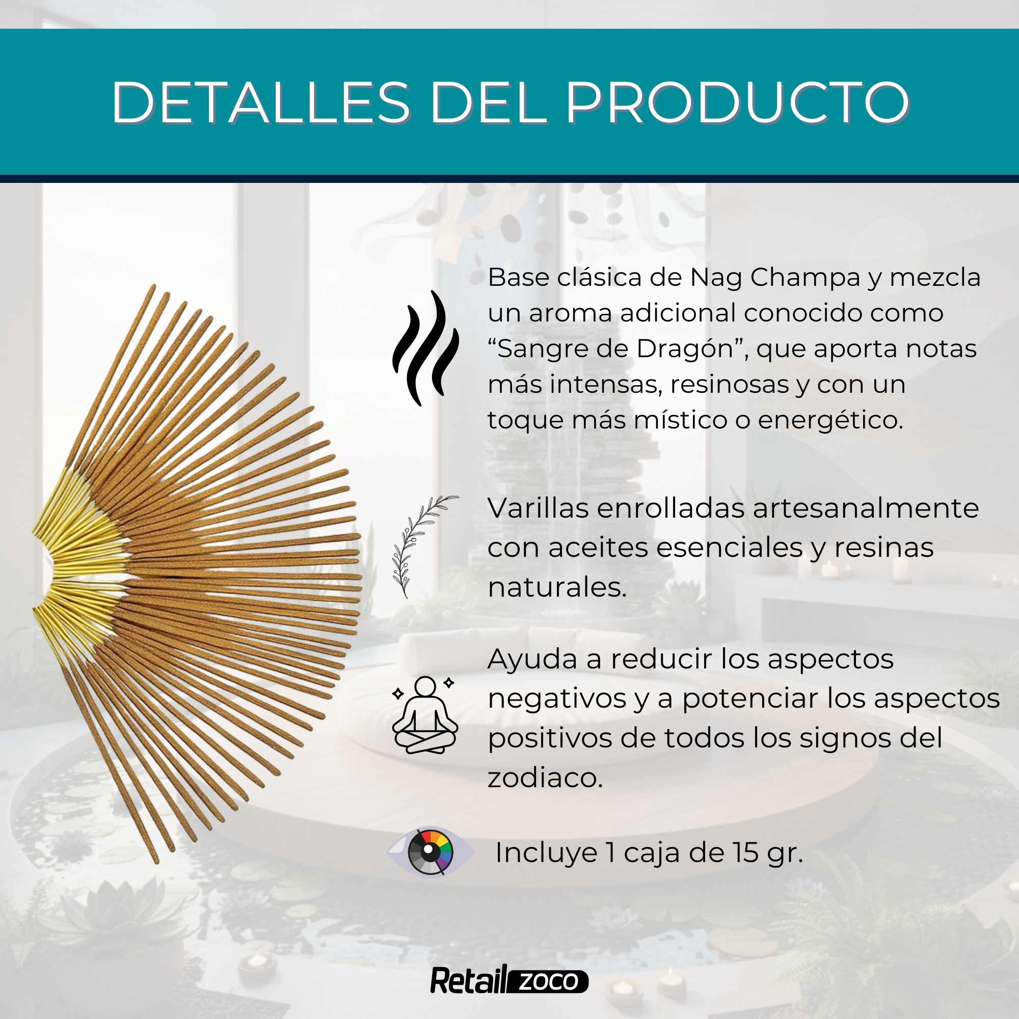 Incienso Nag Champa Dragon Blood Varillas 15 gr - imagen 3