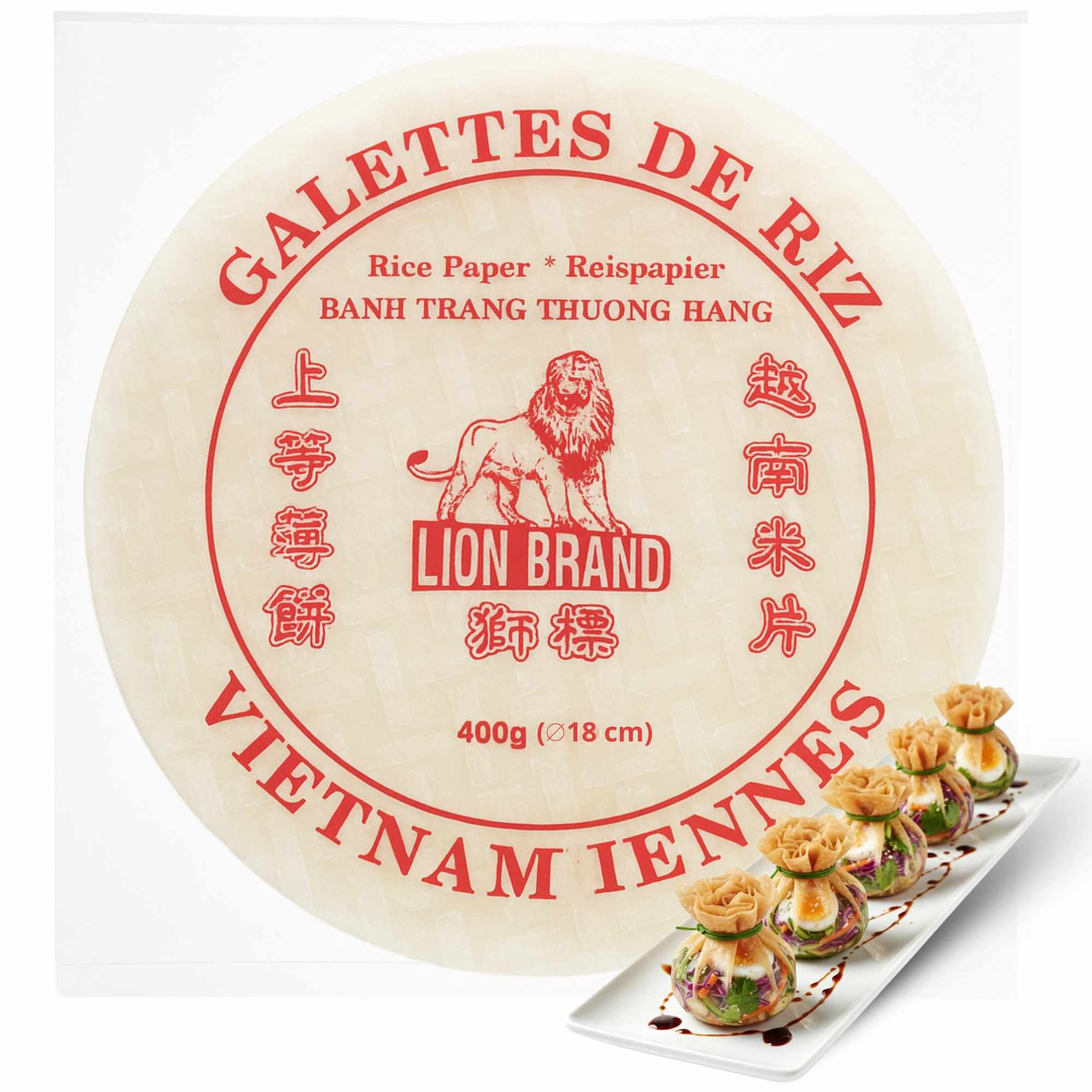 Papel de Arroz Vietnamita Comestible 400 gramos 18 cm