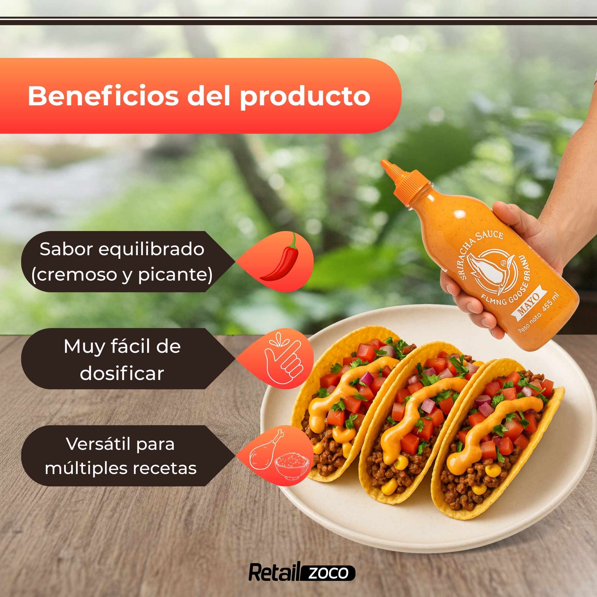 Salsa Sriracha Mayo Flying Goose 455 ml - imagen 3