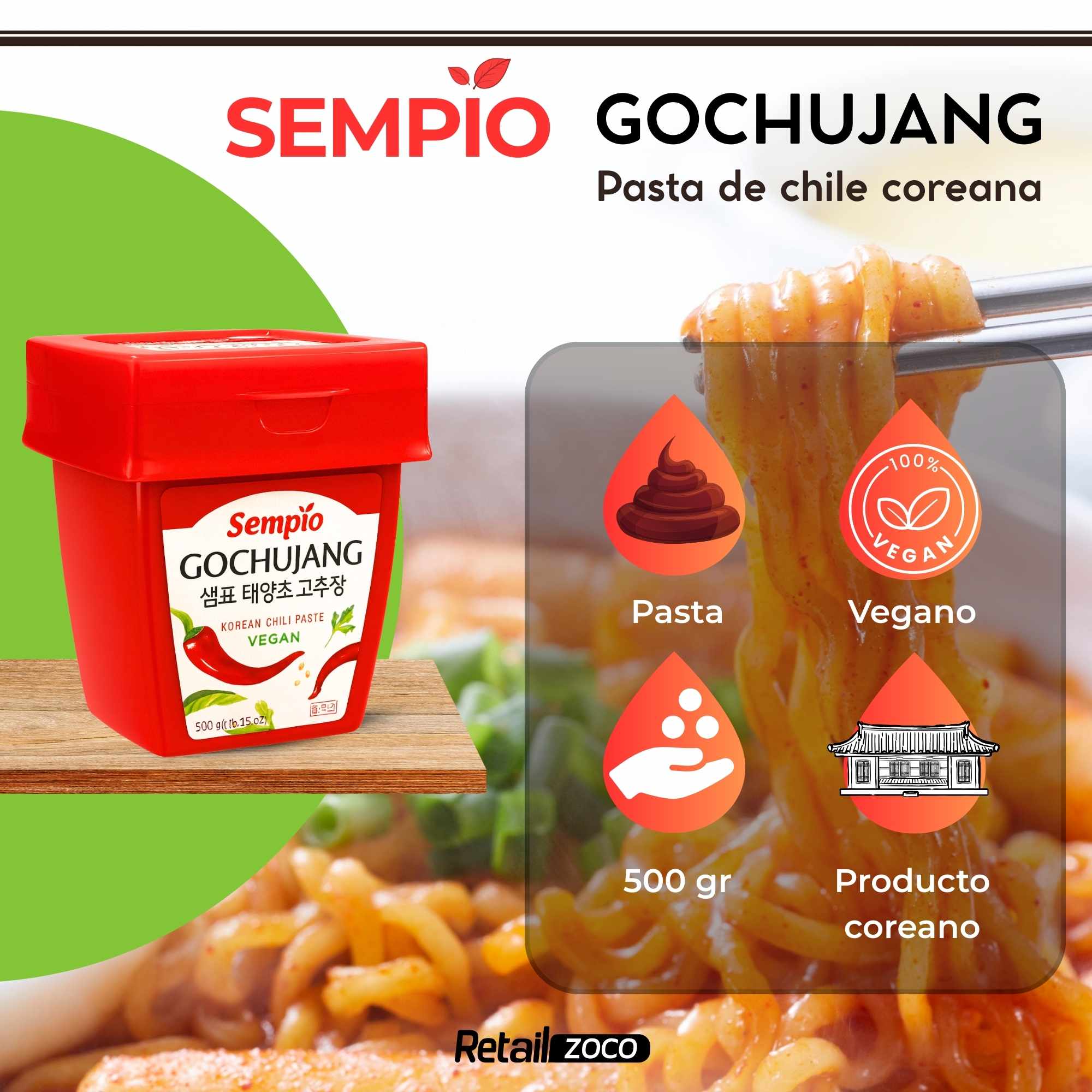 Pasta de chile Gochujang Coreana Vegana 500 g - imagen 2