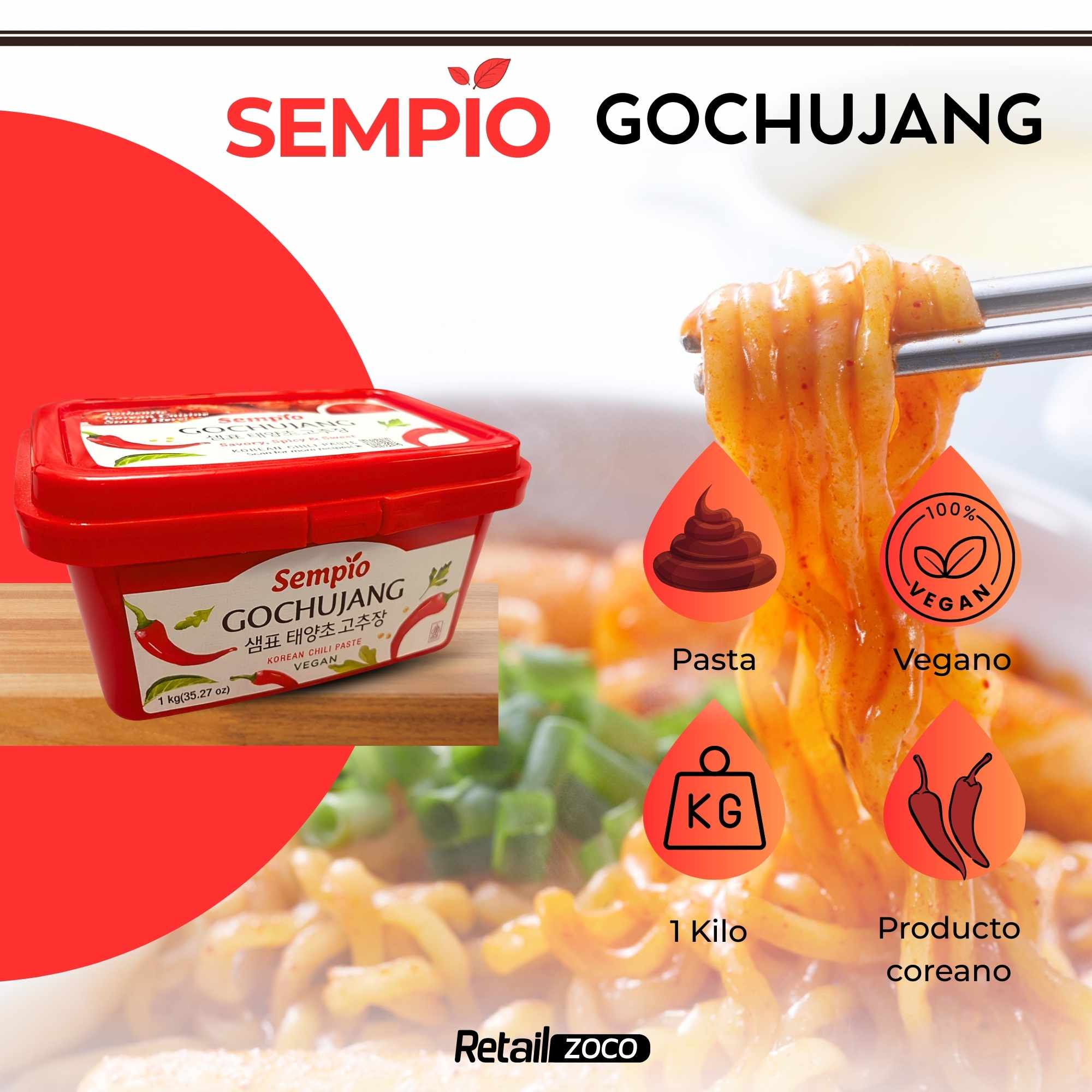 Pasta de chile Gochujang Coreana Vegana 1000 g - imagen 2