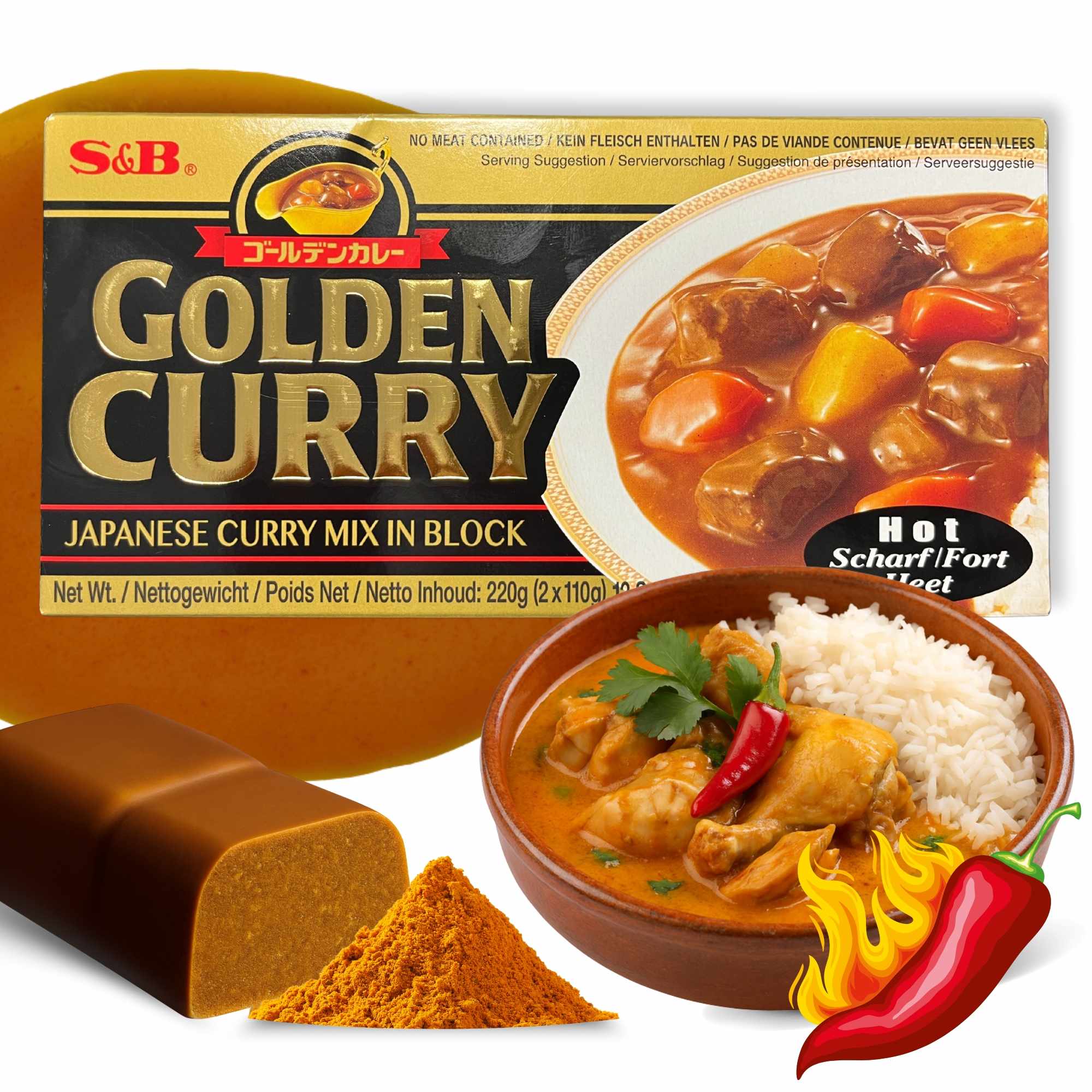 Curry Japonés con 35 Especias Golden Curry 12 raciones Picante