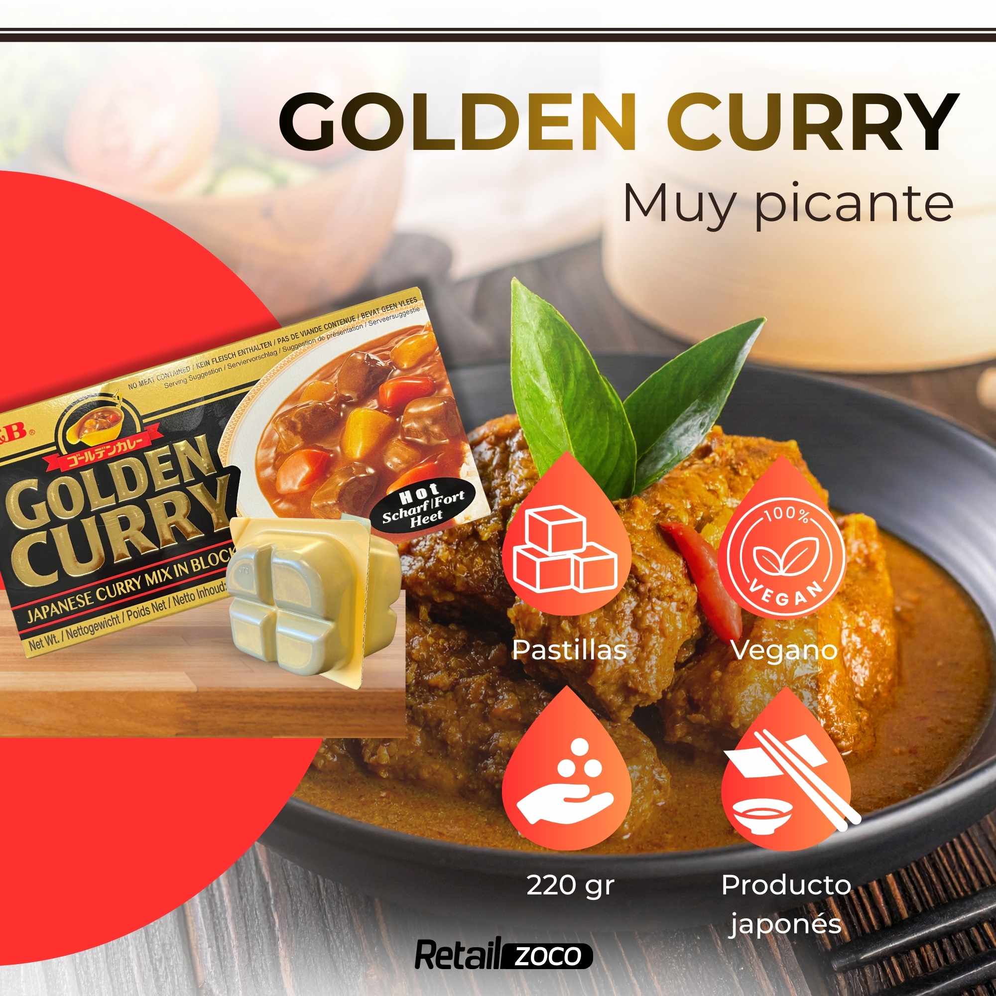 Curry Japonés con 35 Especias Golden Curry 12 raciones Picante - imagen 2