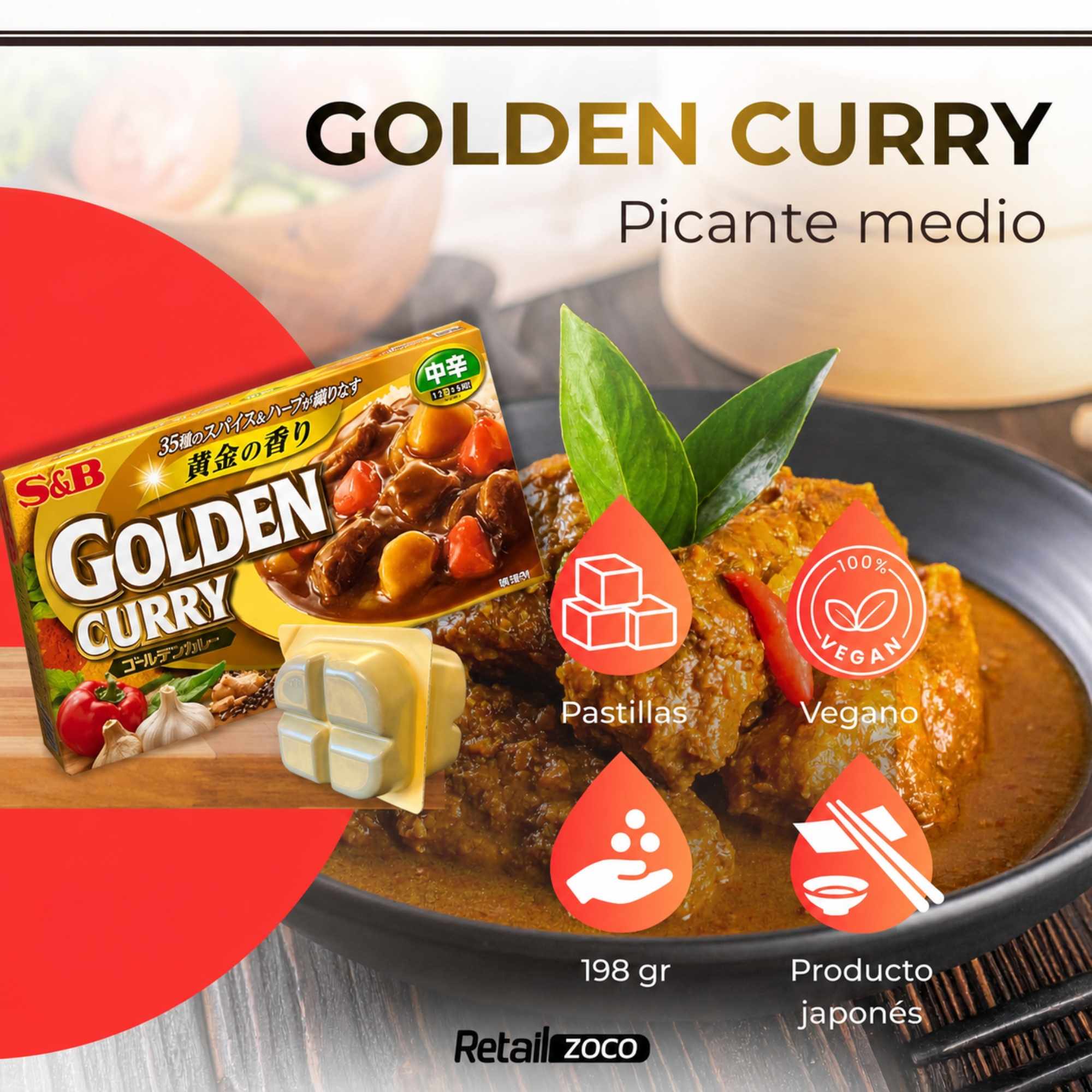 Curry Japonés con 35 Especias Golden Curry 12 raciones Medio Picante - imagen 6