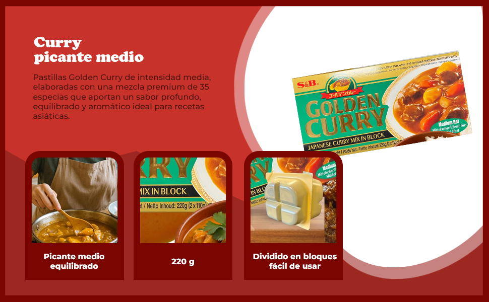 Banner - Curry Japonés con 35 Especias Golden Curry 12 raciones Medio Picante