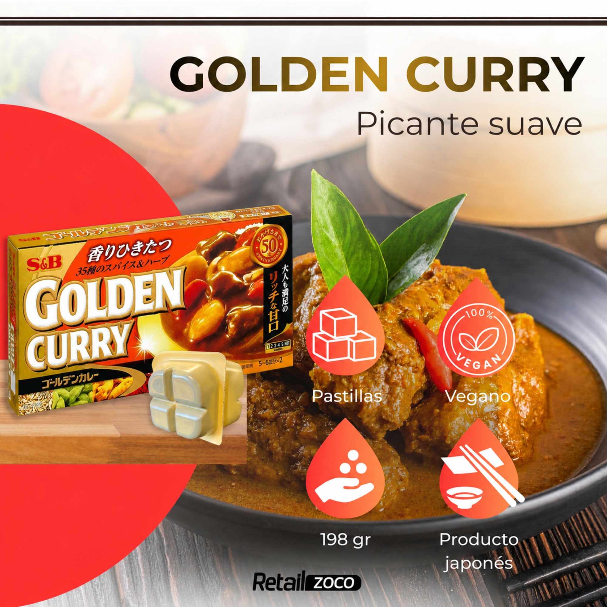 Curry Japonés con 35 Especias Golden Curry 12 raciones Suave - imagen 2