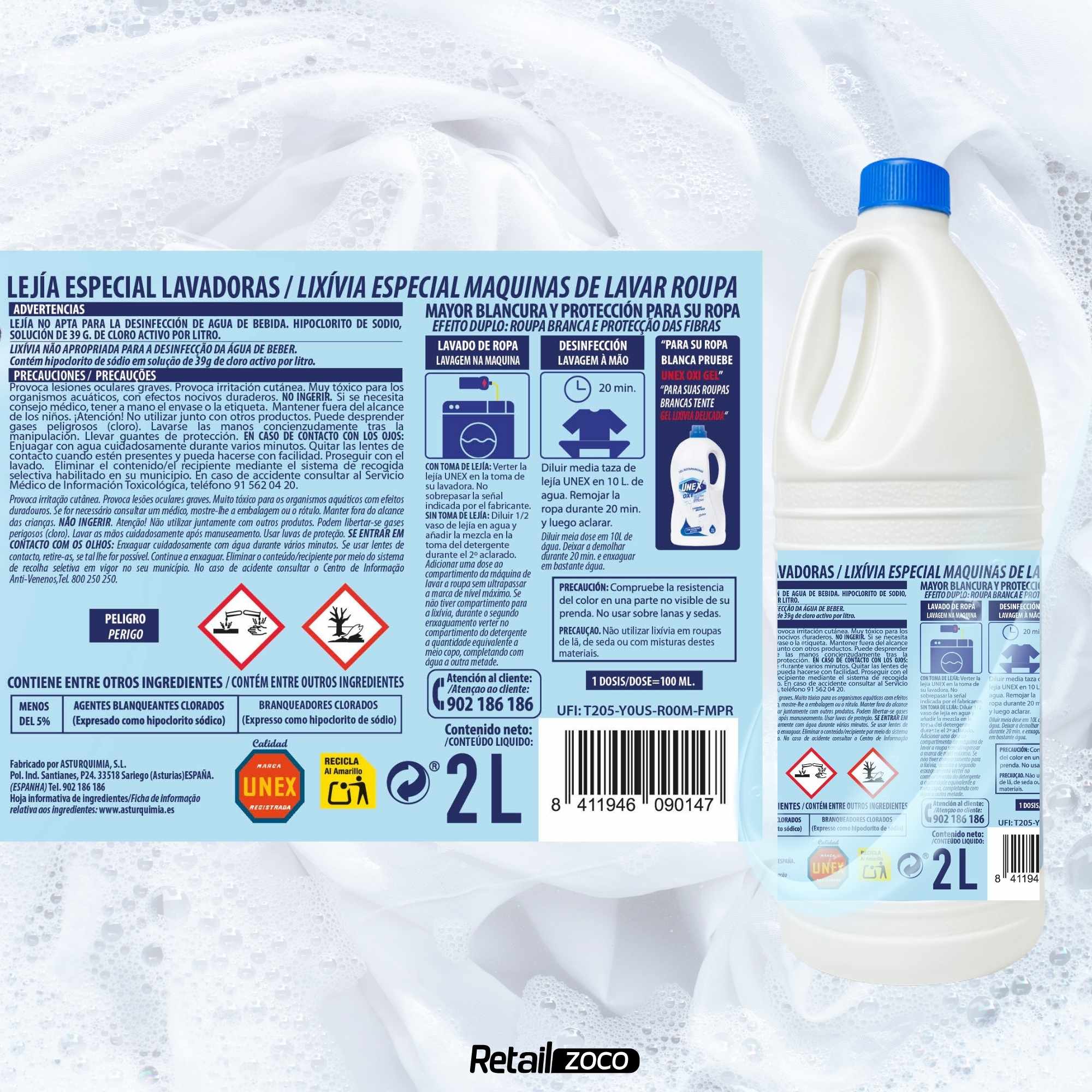Lejia Ropa Blanca lavadora 2 Litros - imagen 6