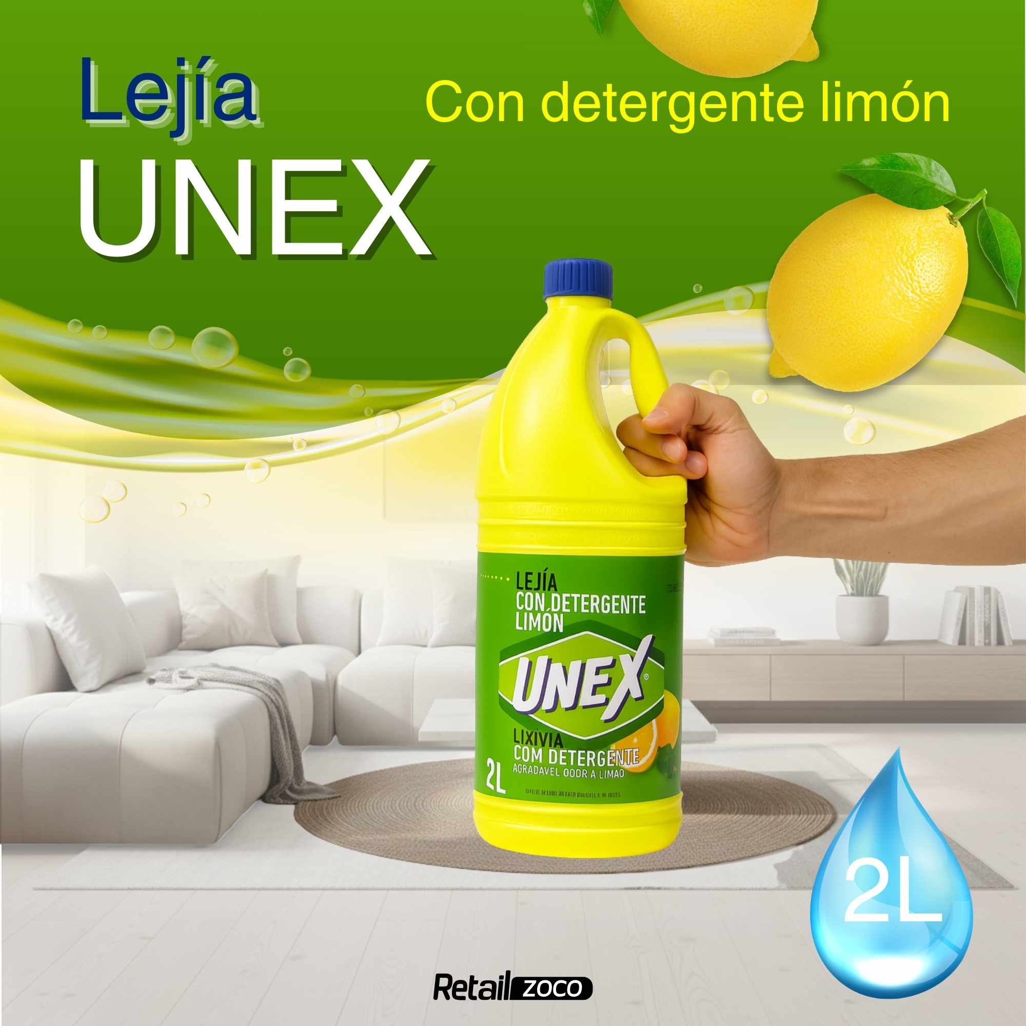 Lejia con detergente Limón 2 Litros - imagen 2