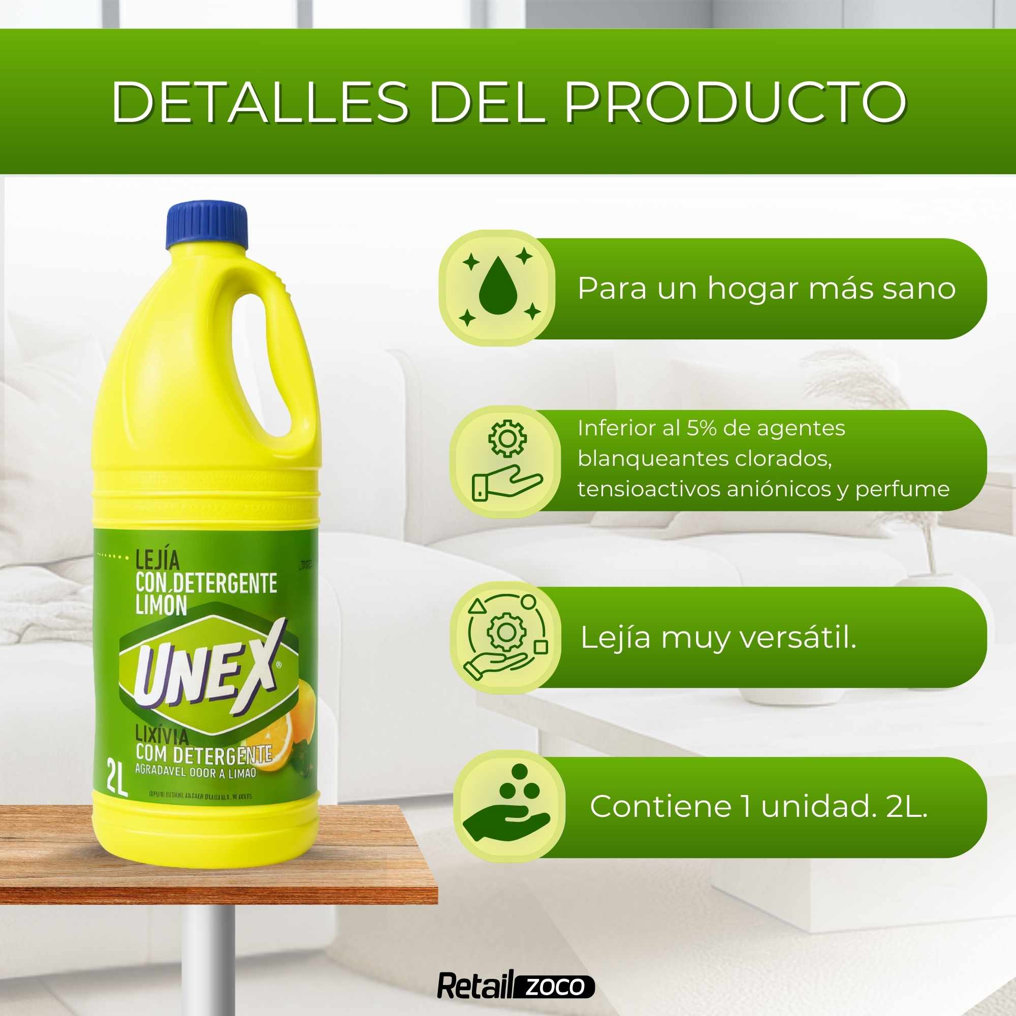 Lejia con detergente Limón 2 Litros - imagen 3