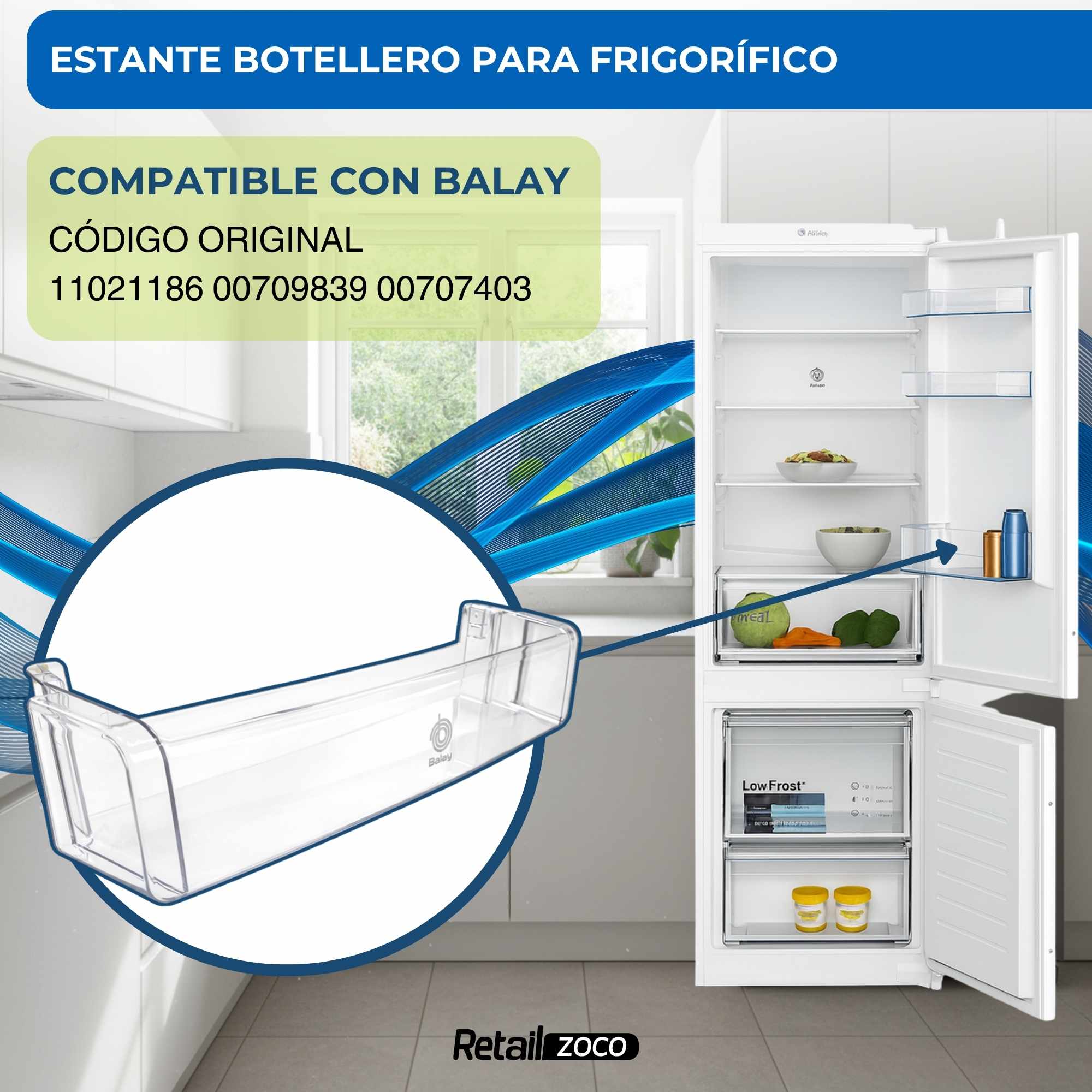 Estante Botellero Frigorífico compatible con Balay código original 11021186 00707403 - imagen 2