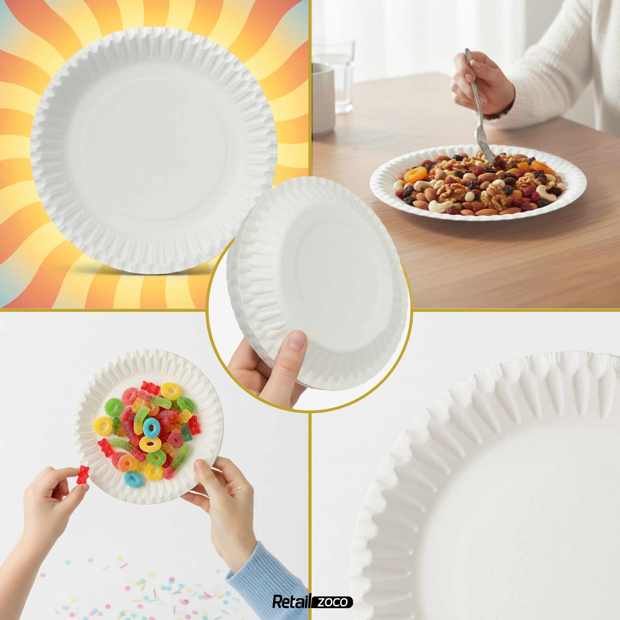 Platos llanos de cartón blancos Desechable 20 cm 50 unidades - imagen 5