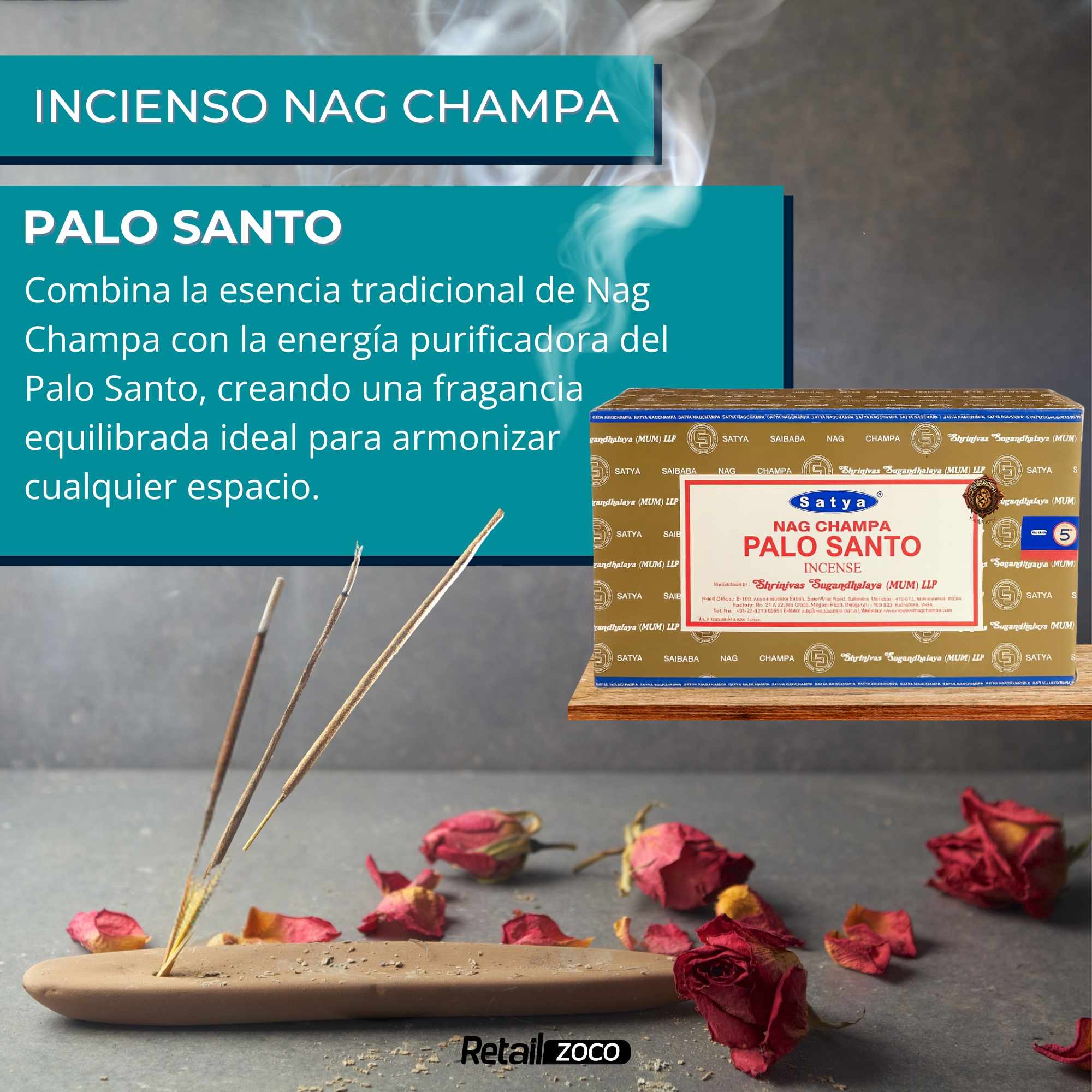 Incienso Nag Champa Palo Santo Varillas 15 gr - imagen 2