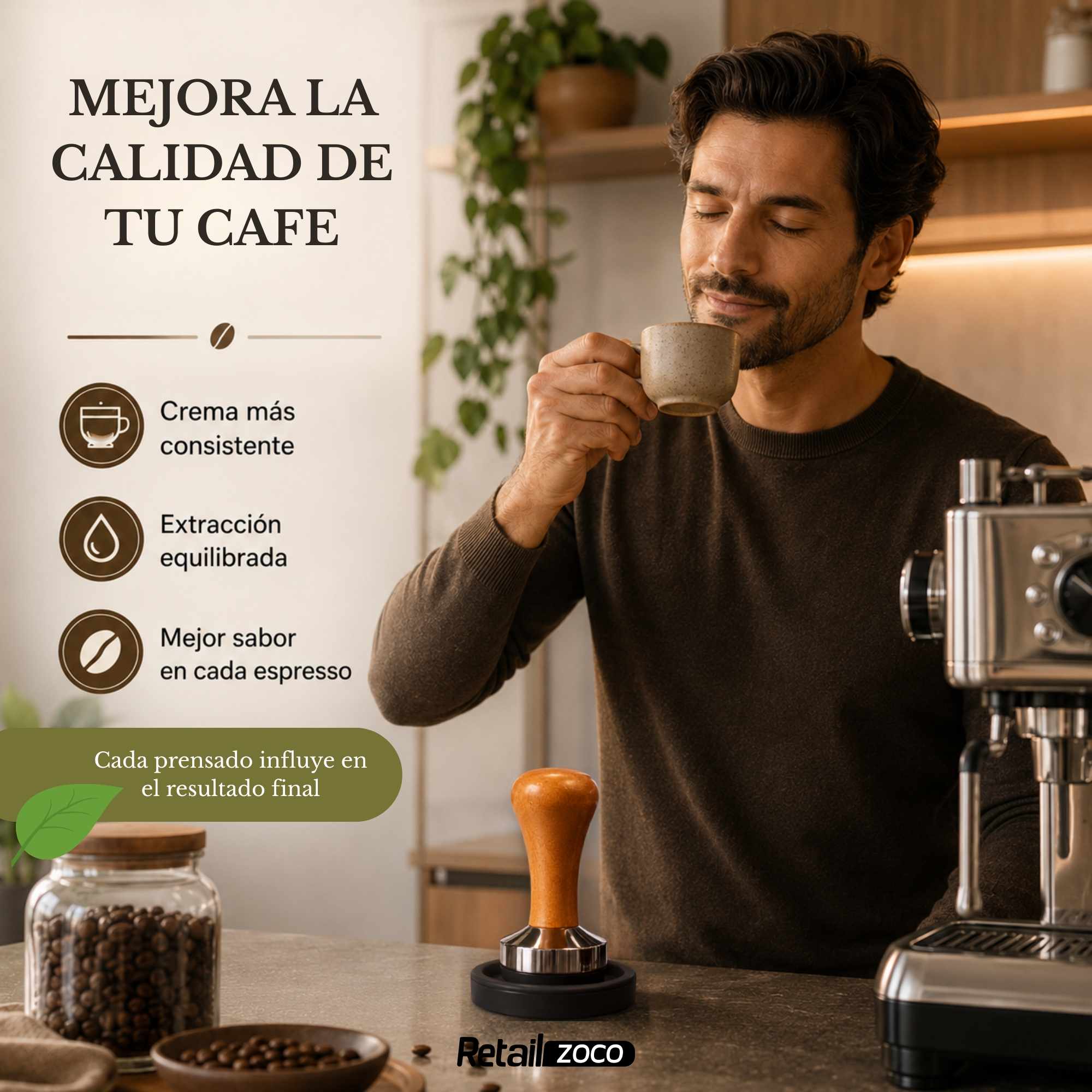 Prensador de café 51 mm Tamper de Acero Inoxidable - imagen 6
