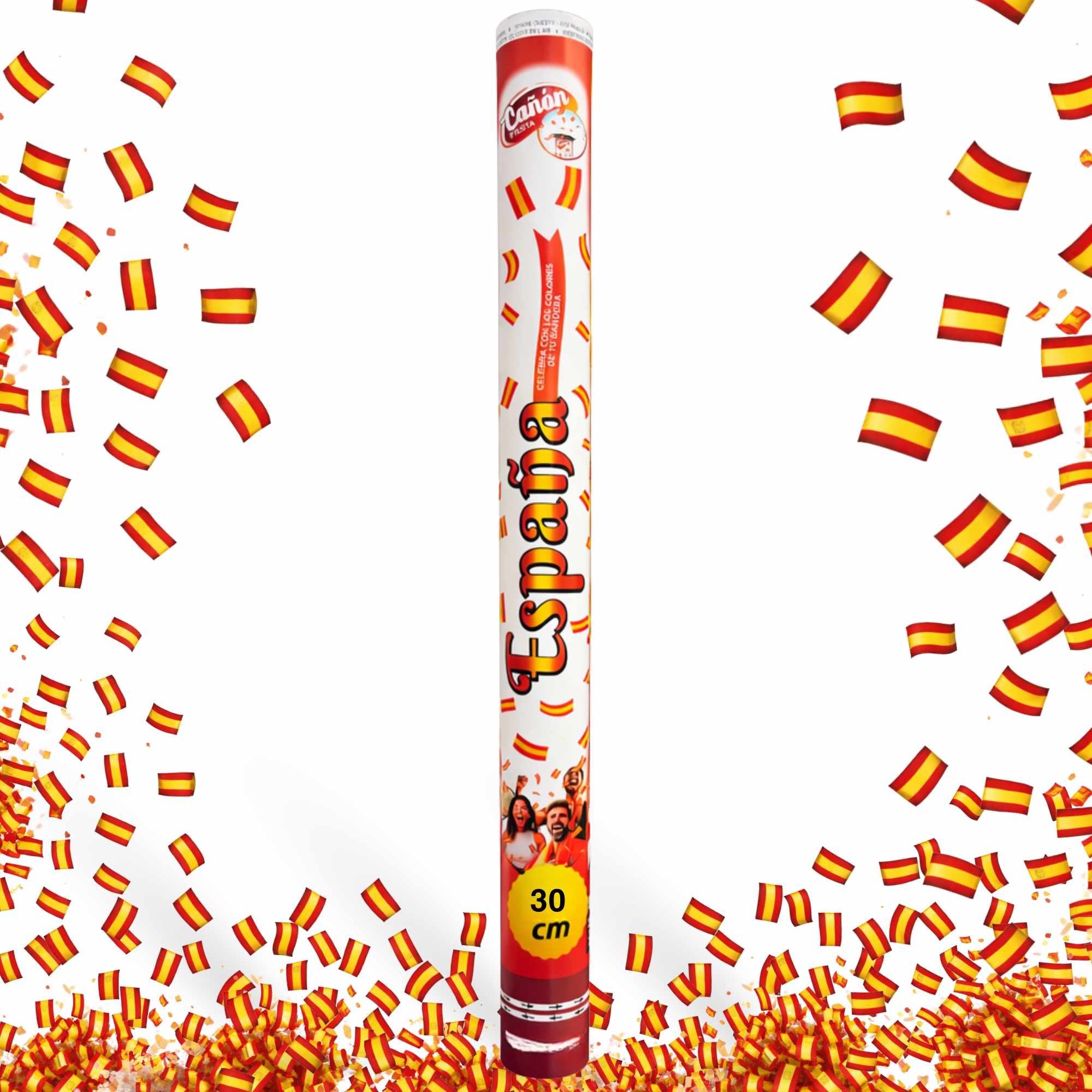 Cañón confeti de fiesta bandera de España 30 cm