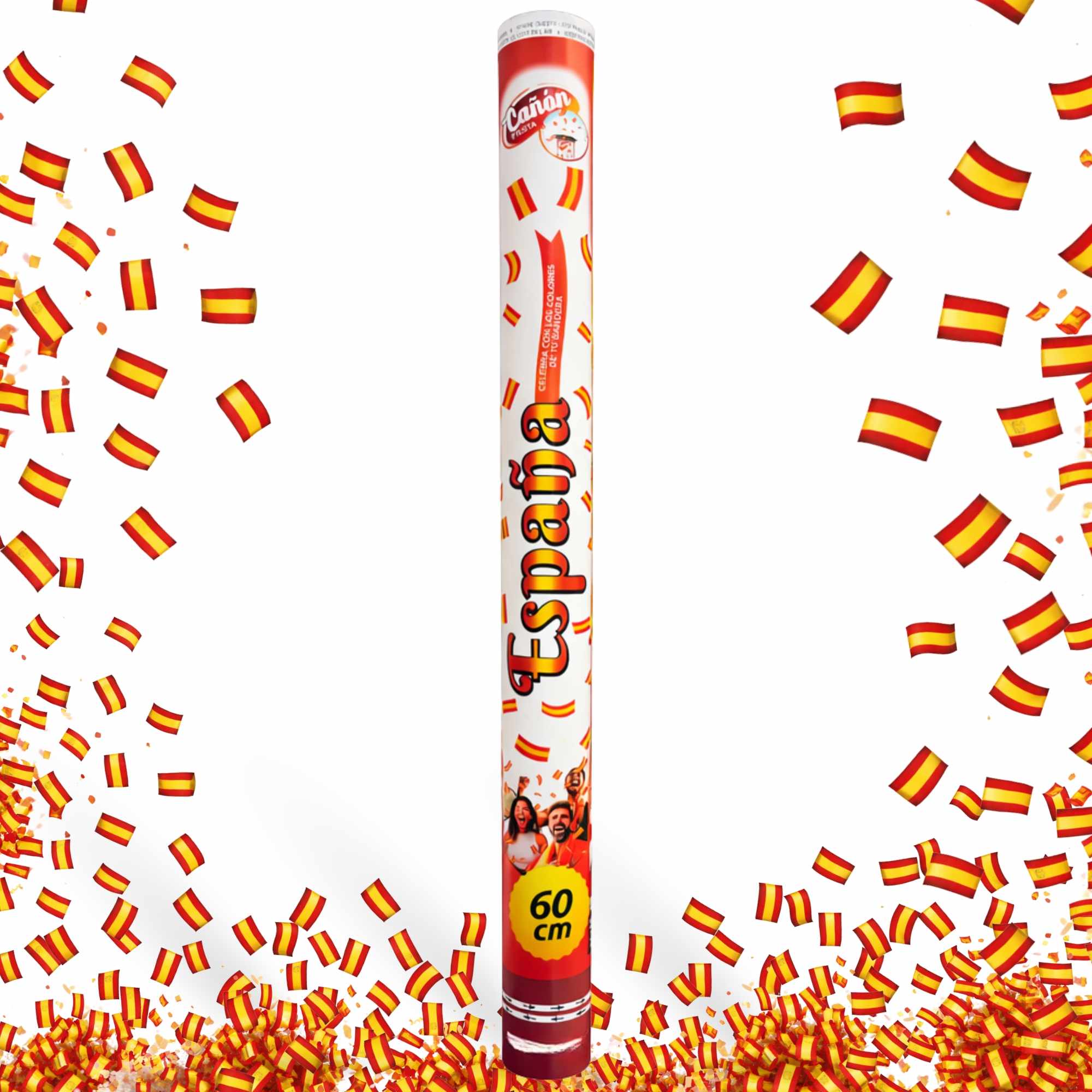 Cañón confeti de fiesta bandera de España 60 cm