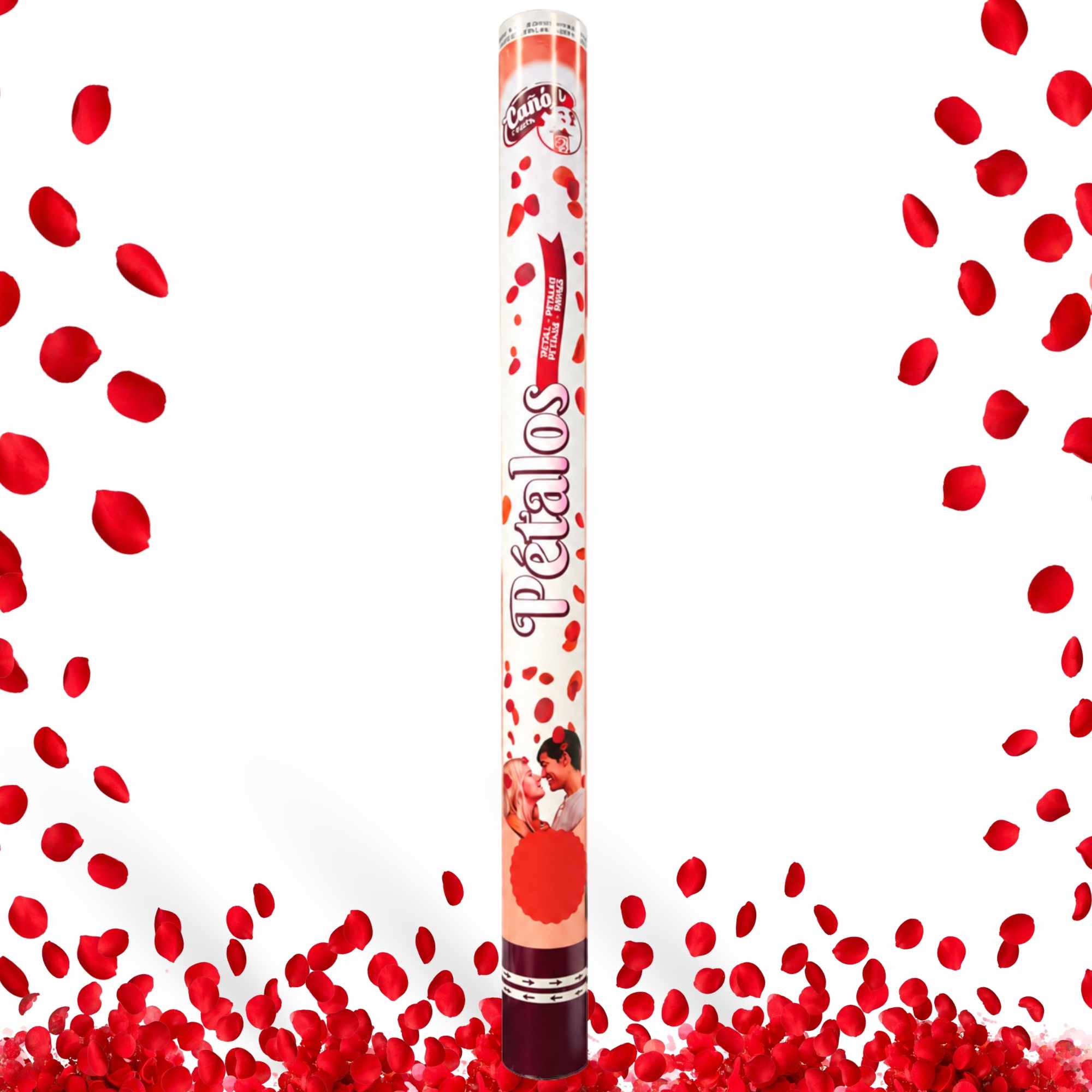 Cañón confeti de fiesta Pétalos Rojos 30 cm - imagen 1