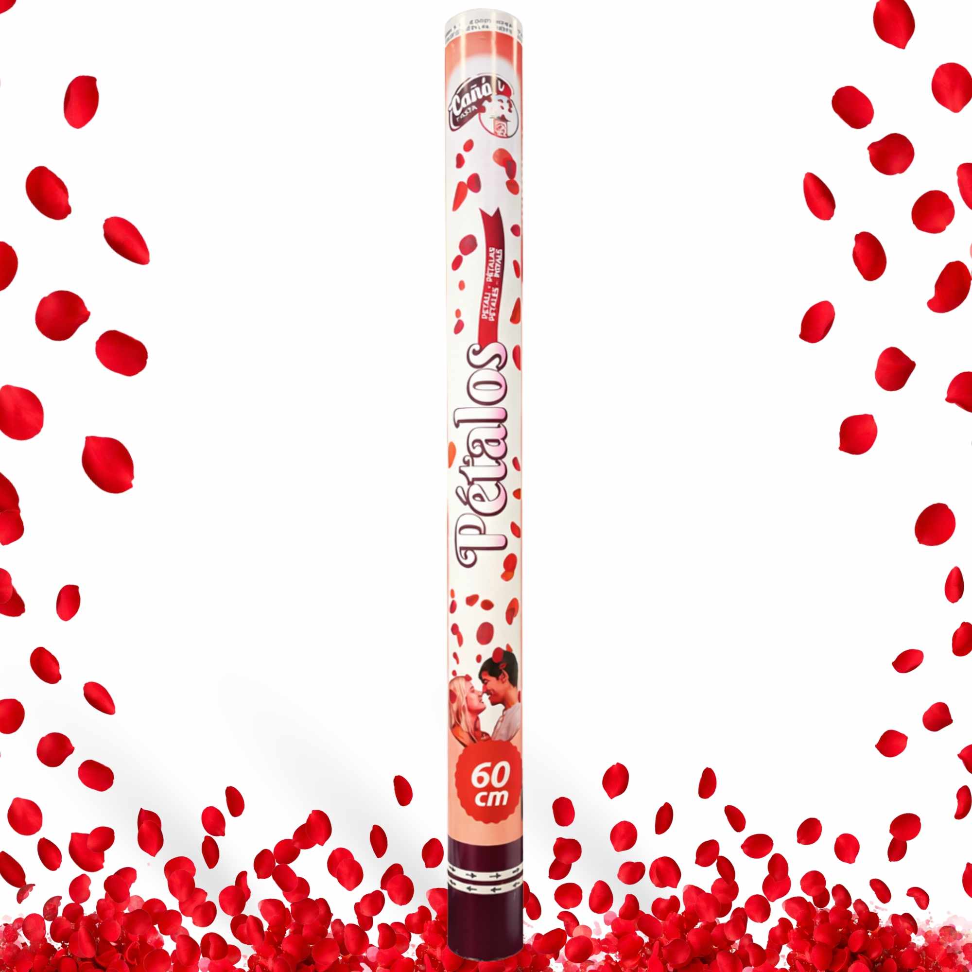 Cañón confeti de fiesta bandera de Pétalos Rojos 60 cm - imagen 1