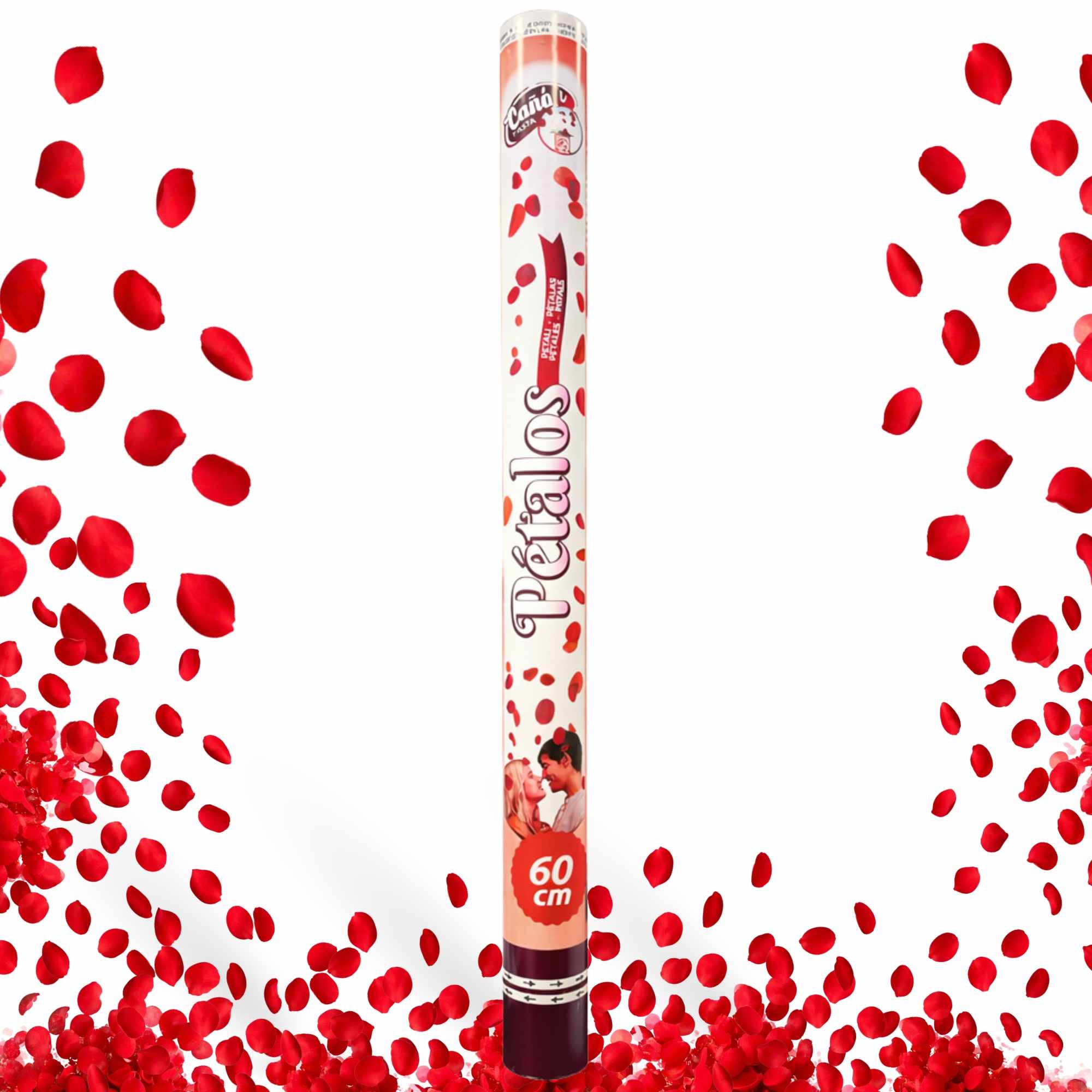 Cañón confeti de fiesta bandera de Pétalos Rojos 60 cm - imagen 1