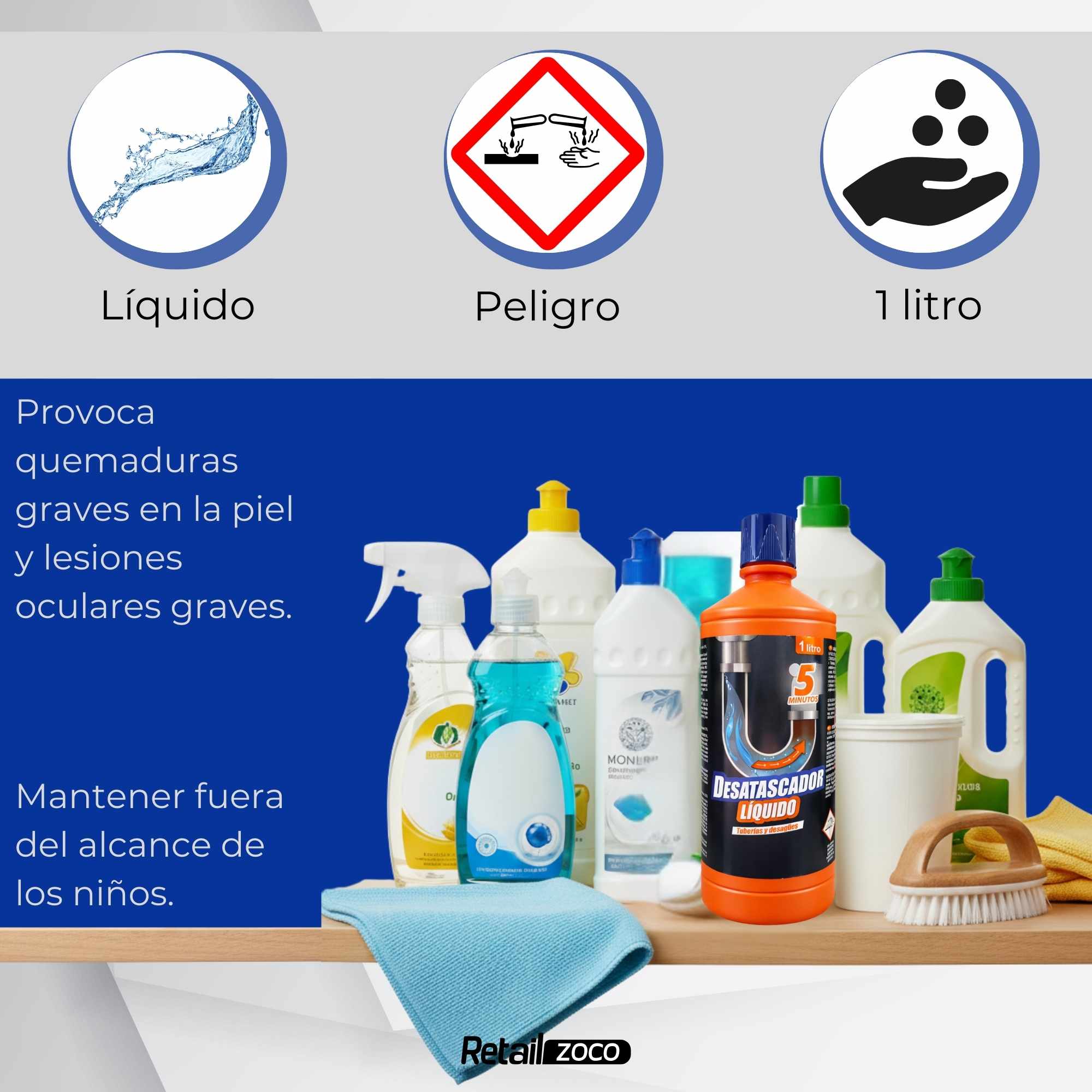 Desatascador de tuberías Liquido 1 Litro - imagen 5